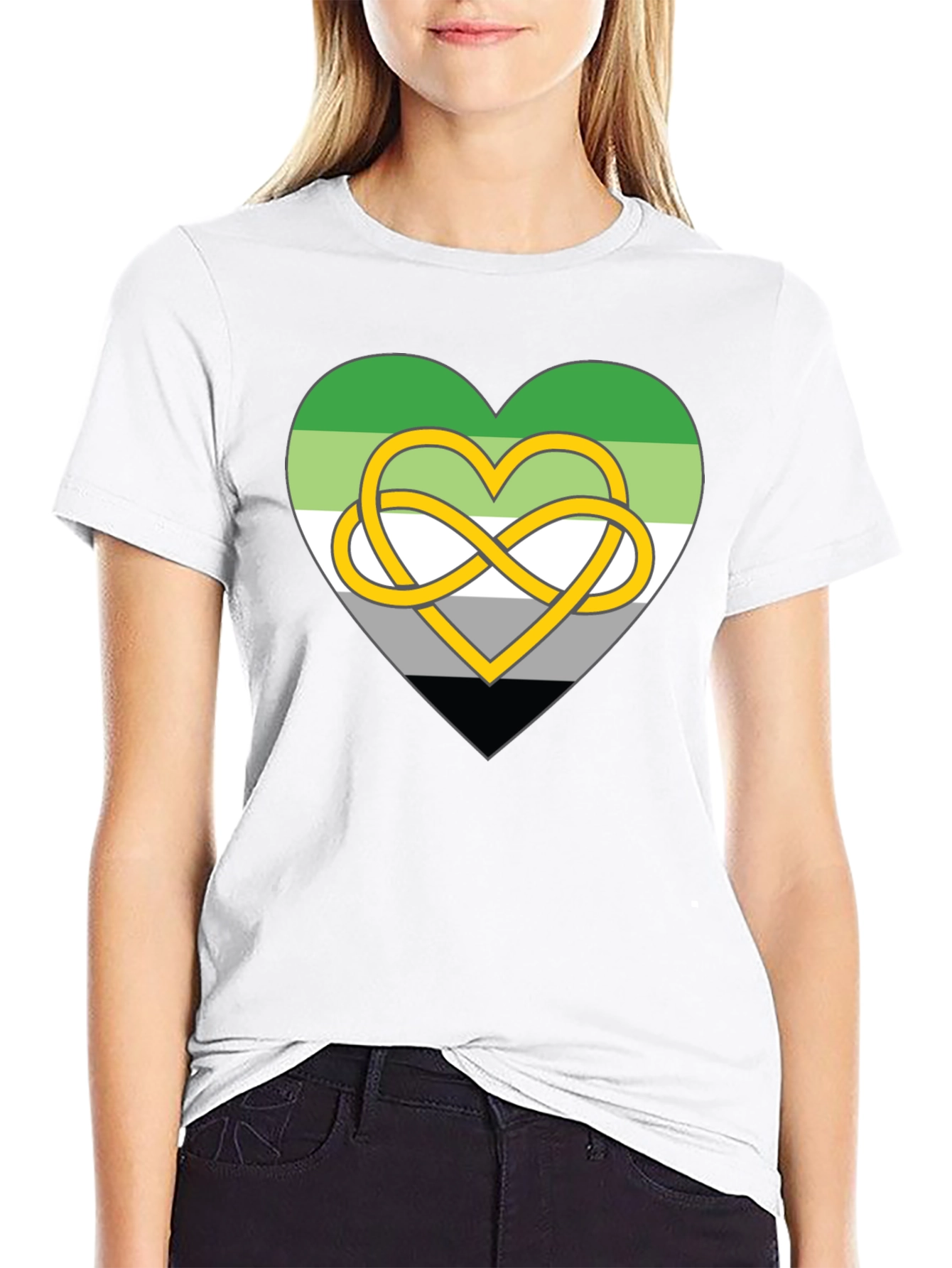 Aromantic Pride Heart Knot Graphic Tee