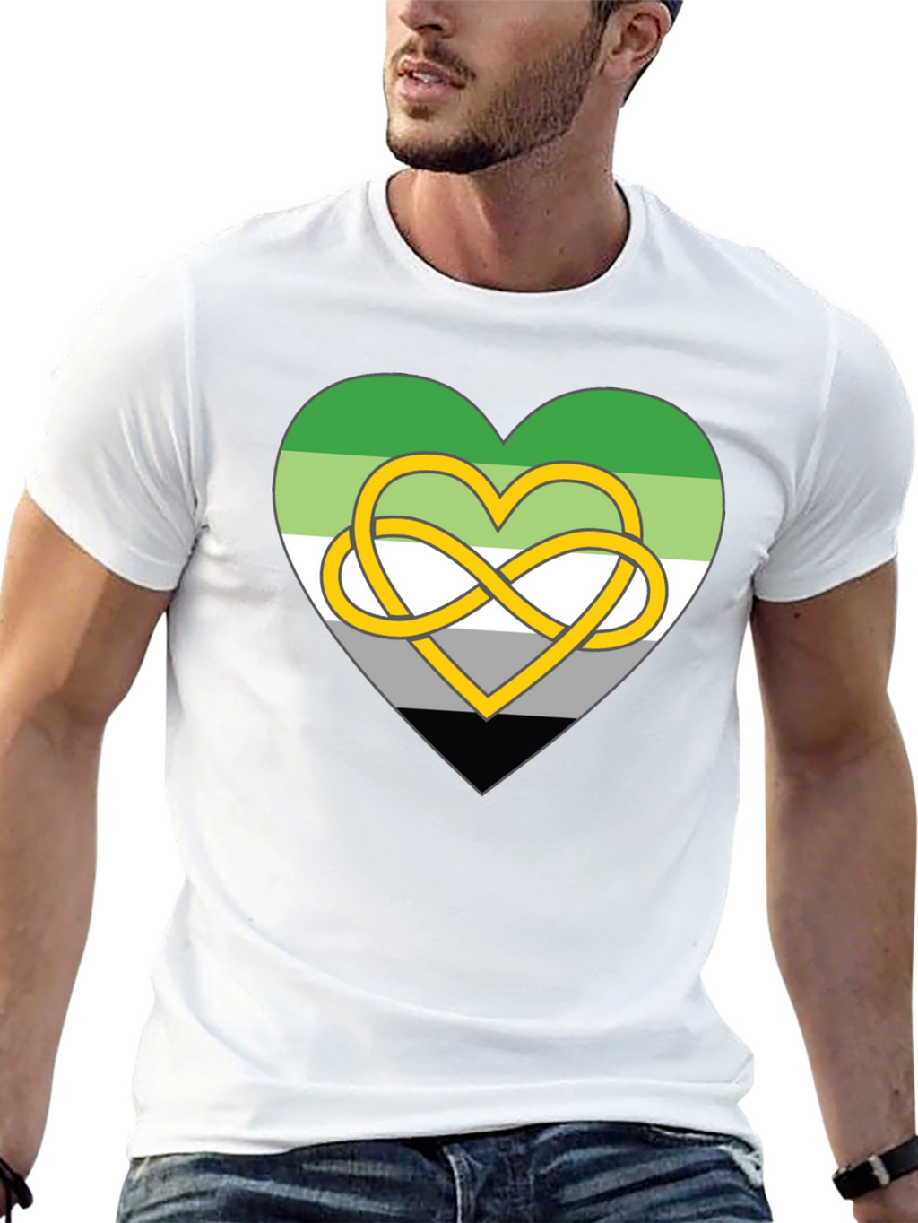 Aromantic Pride Heart Knot Graphic Tee