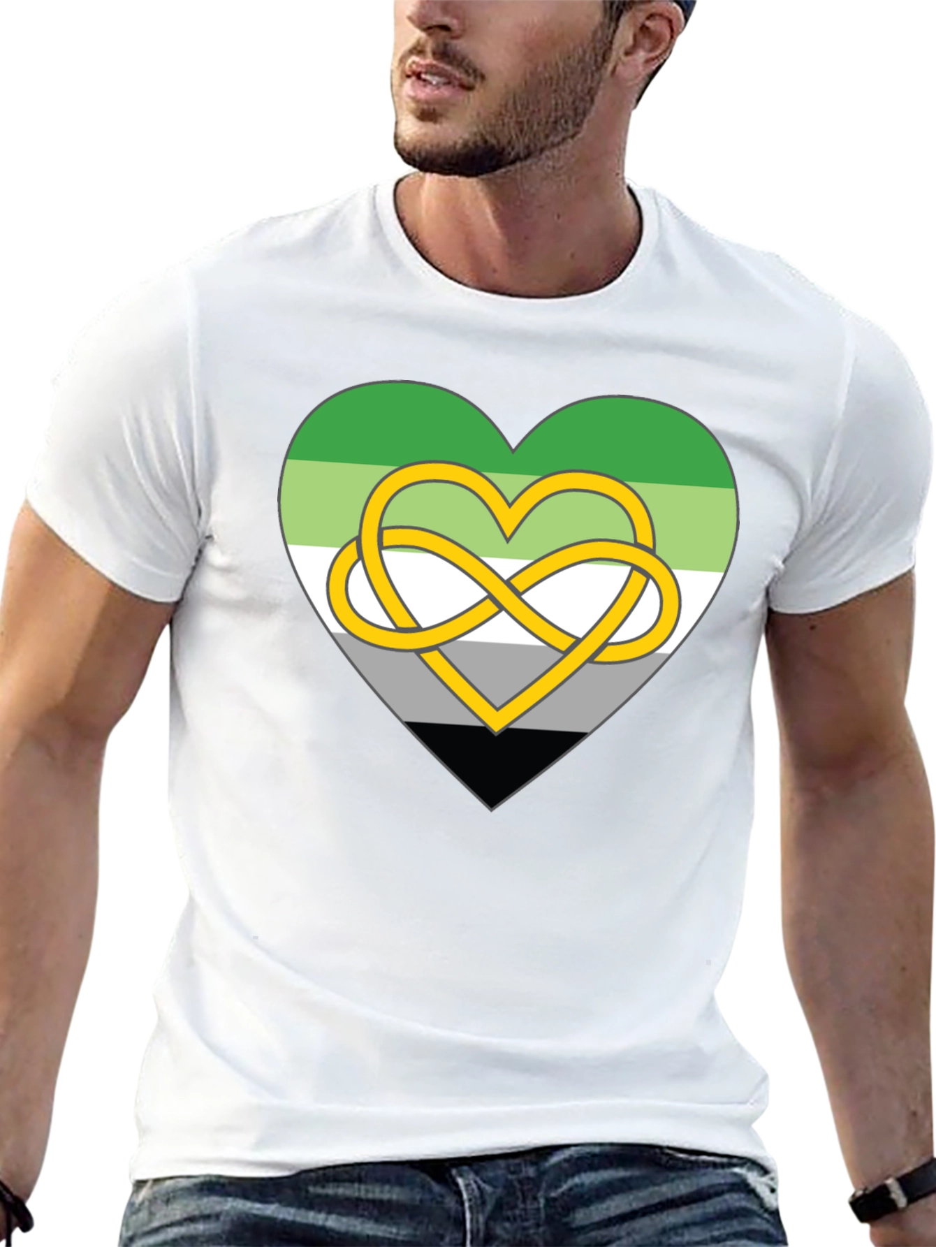 Aromantic Pride Heart Knot Graphic Tee