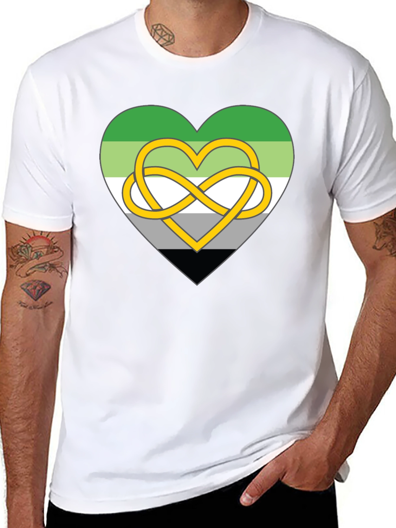 Aromantic Pride Heart Knot Graphic Tee