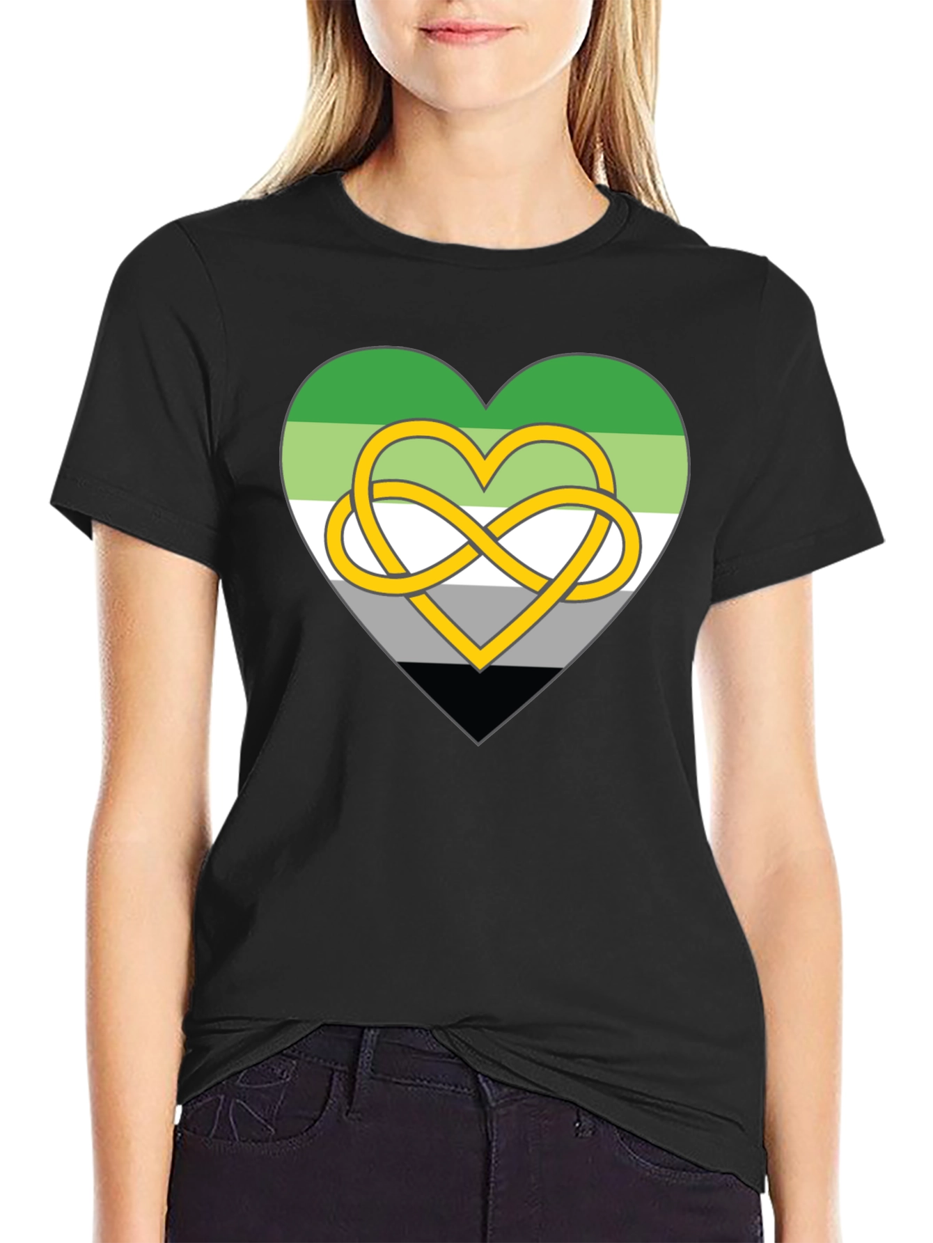 Aromantic Pride Heart Knot Graphic Tee