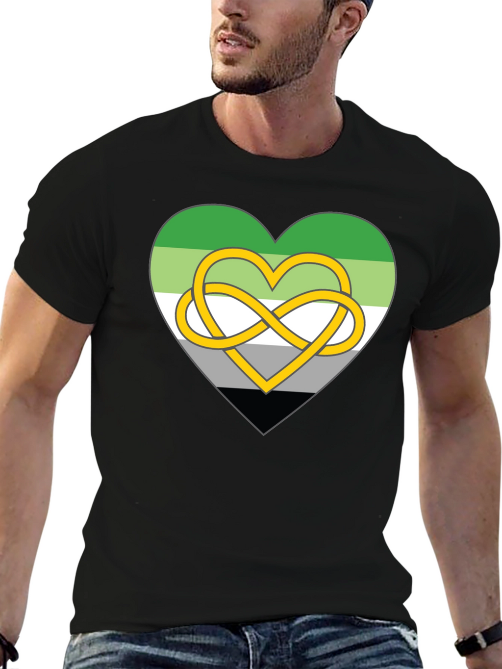 Aromantic Pride Heart Knot Graphic Tee