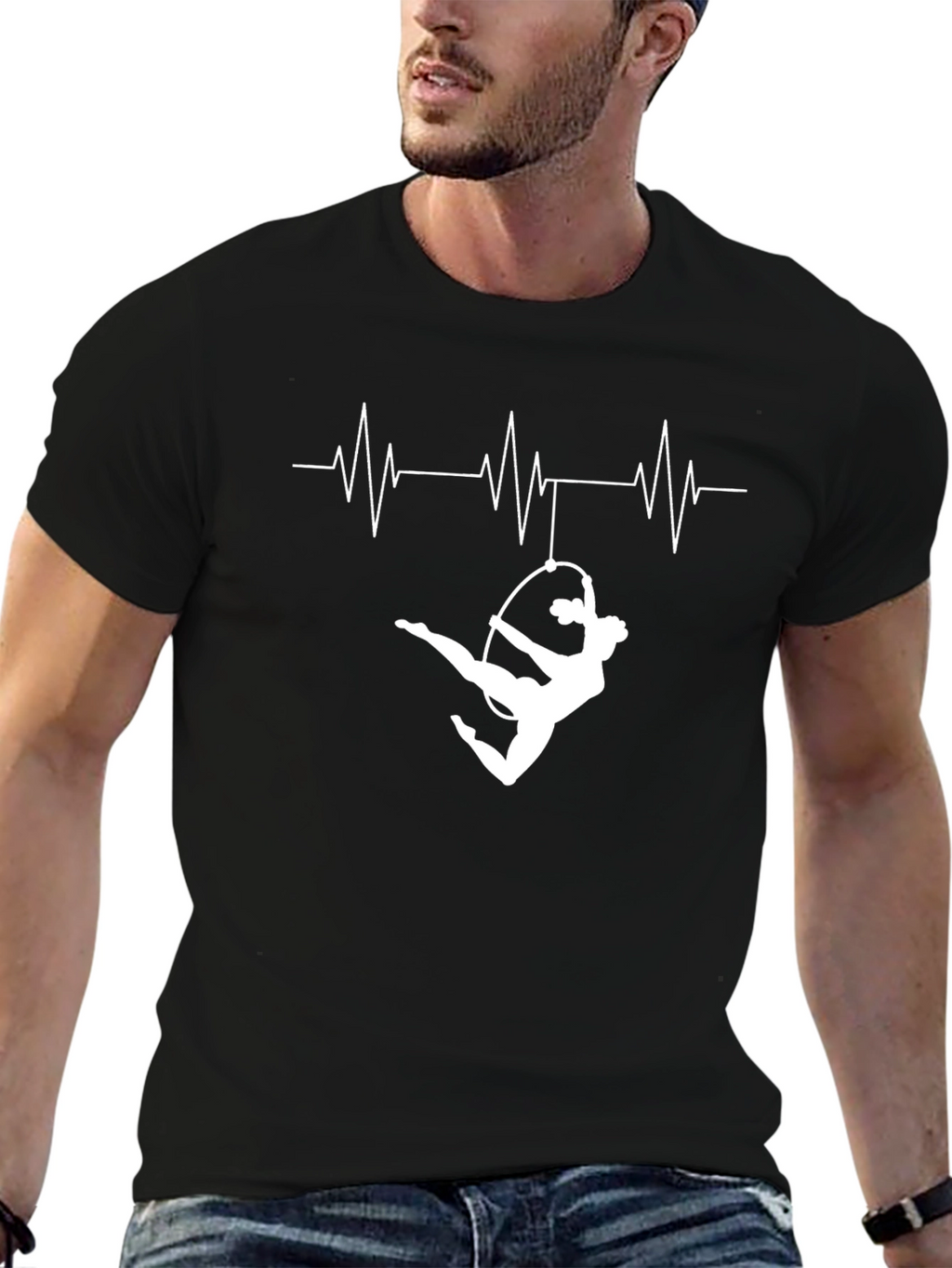Aerialist Heartbeat T-Shirt - Black Gymnastics Tee