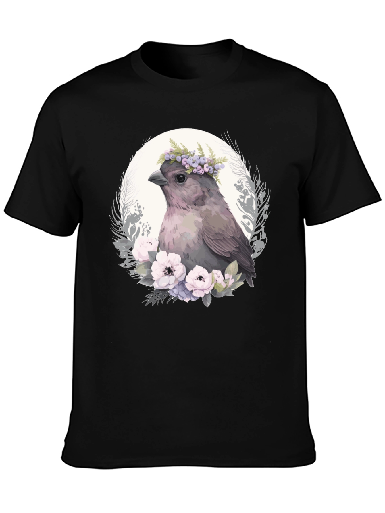Bird with Flowers Graphic Tee - Unisex Soft Cotton