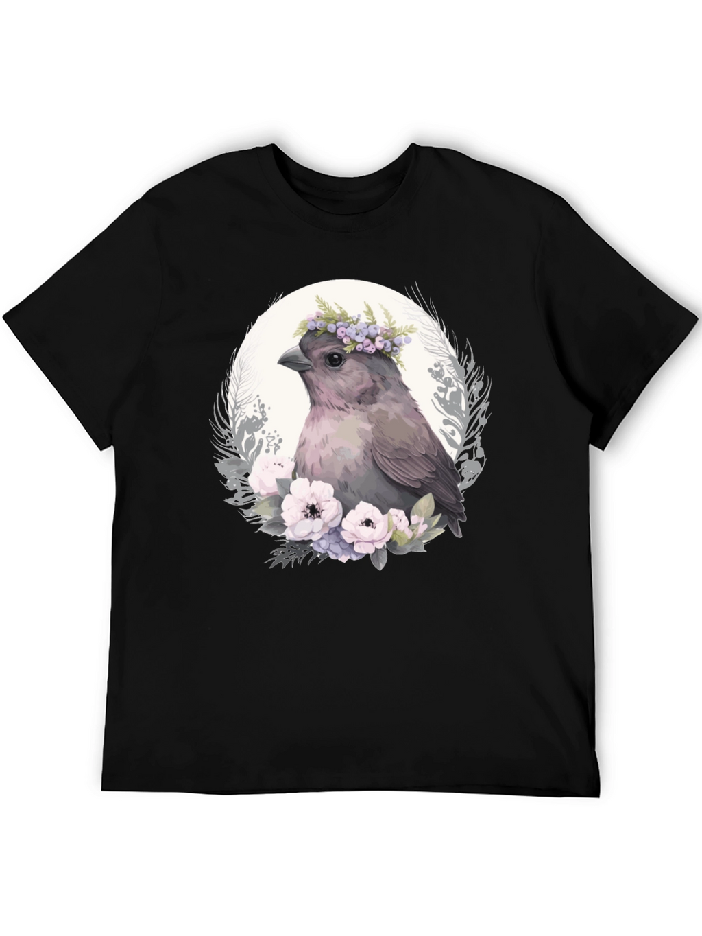 Bird with Flowers Graphic Tee - Unisex Soft Cotton