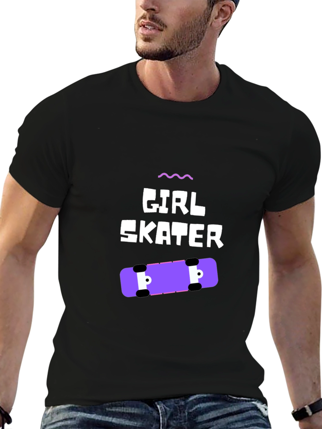 Girl Skater Graphic Tee - Black Casual T-Shirt