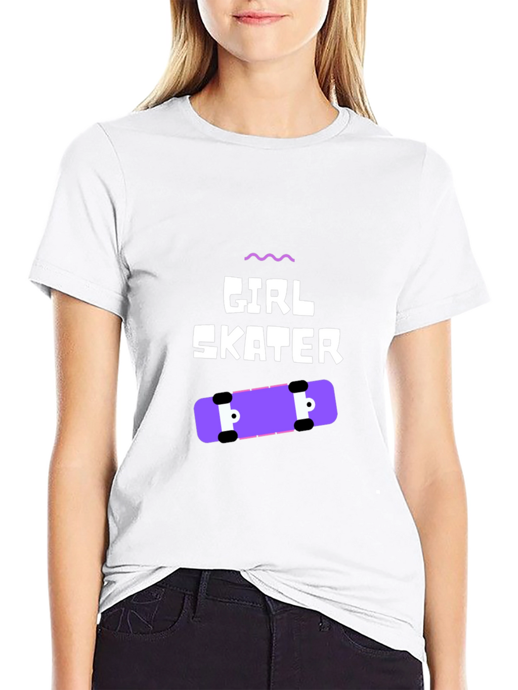 Girl Skater Graphic Tee - Black Casual T-Shirt