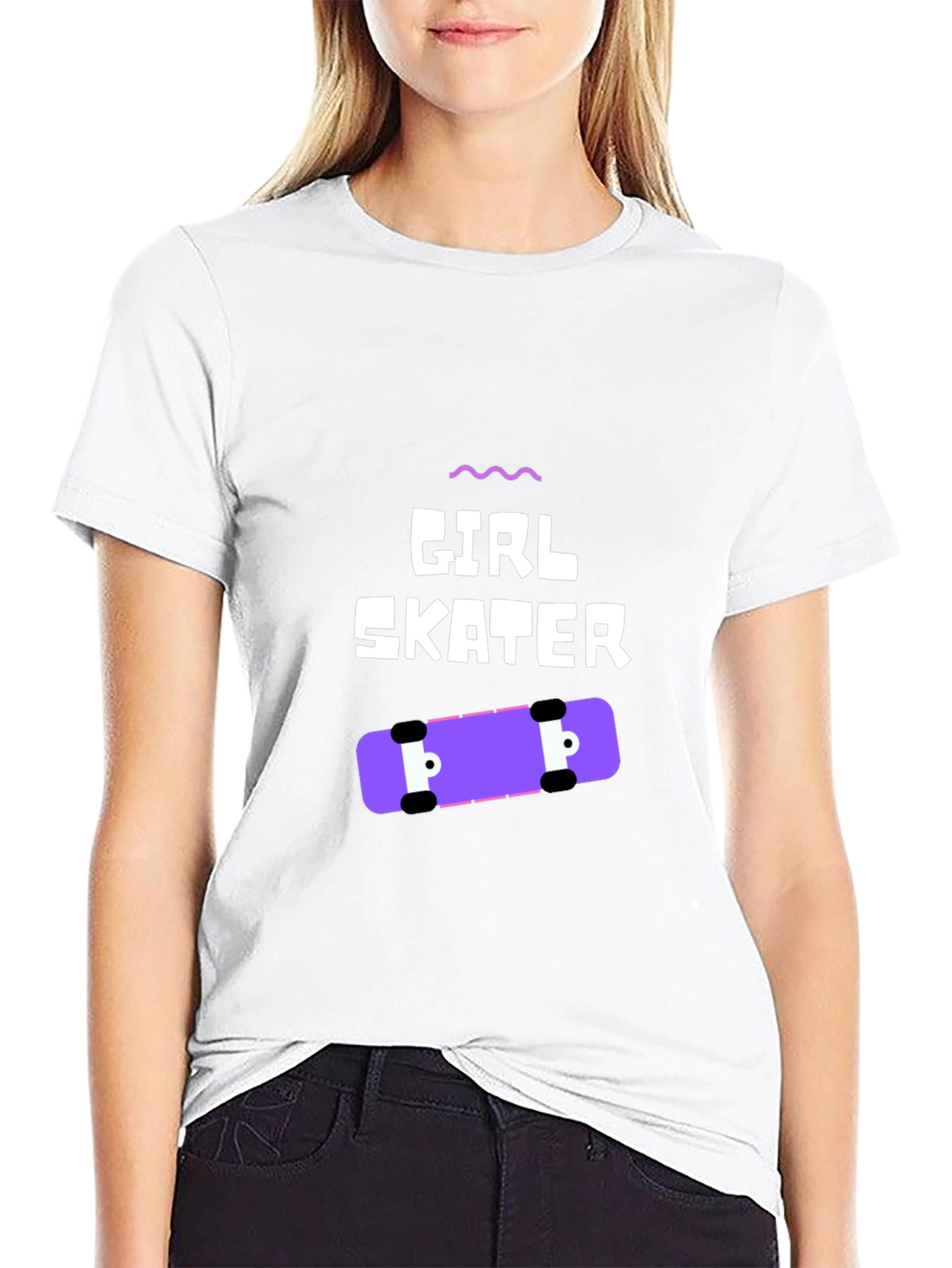 Girl Skater Graphic Tee - Black Casual T-Shirt