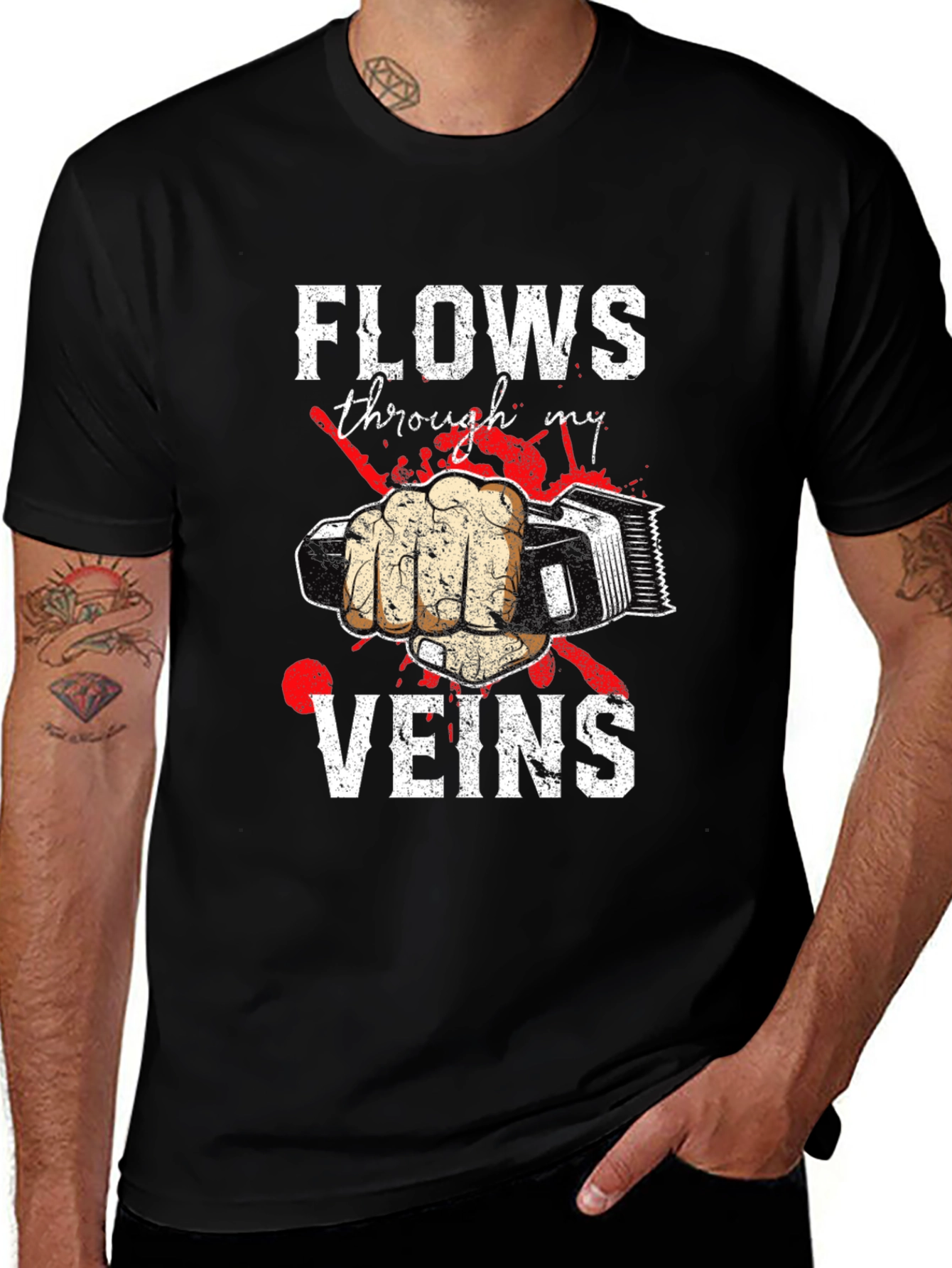 Barber Flows Through My Veins Graphic Tee