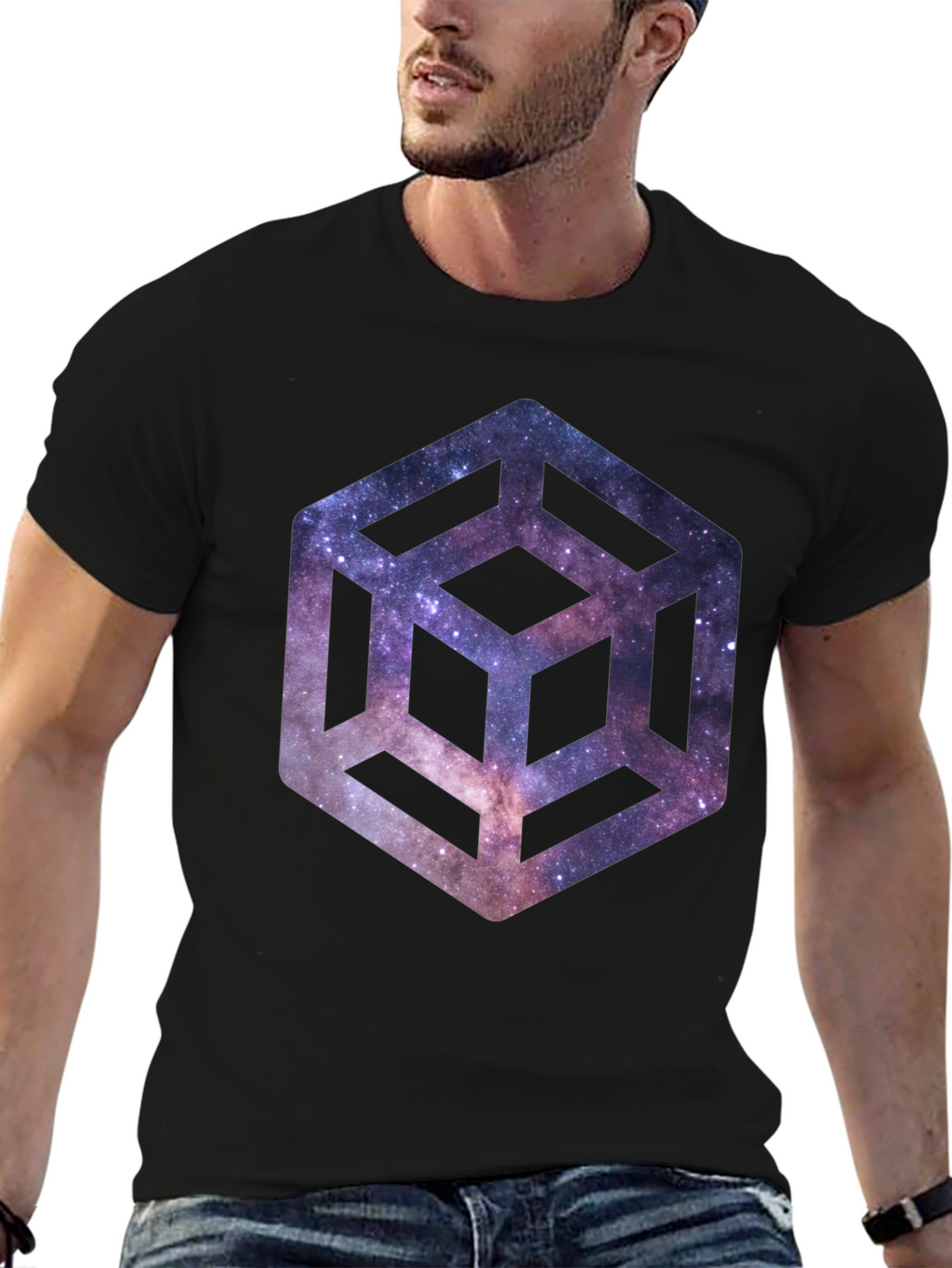 Galaxy Cube Black T-Shirt