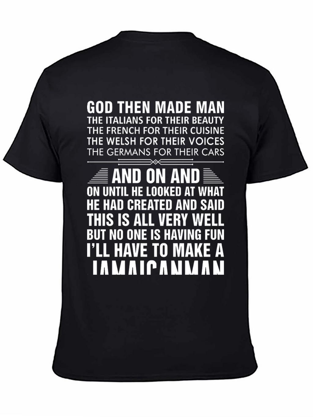 Jamaican Man Graphic T-Shirt - Humorous Design