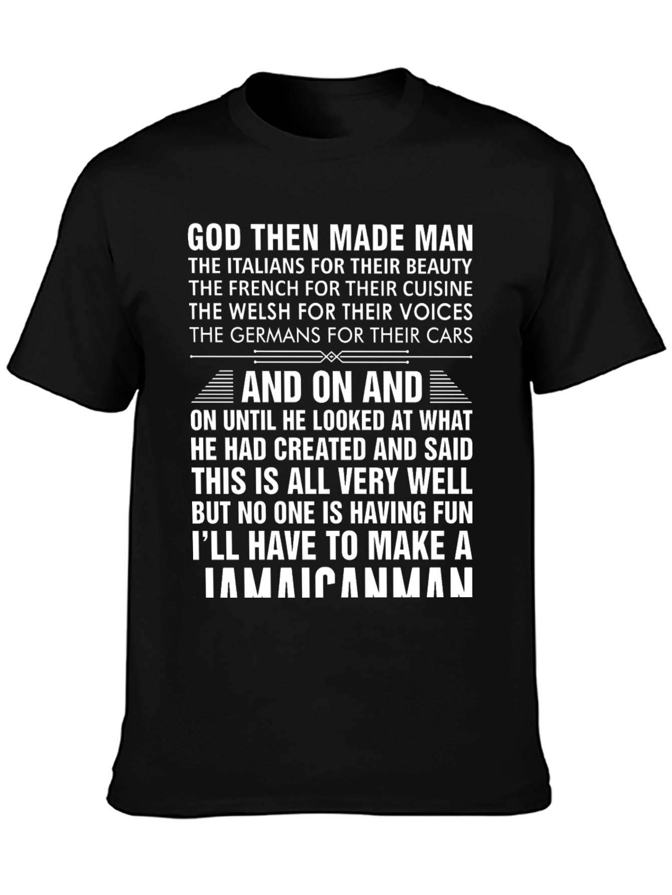 Jamaican Man Graphic T-Shirt - Humorous Design
