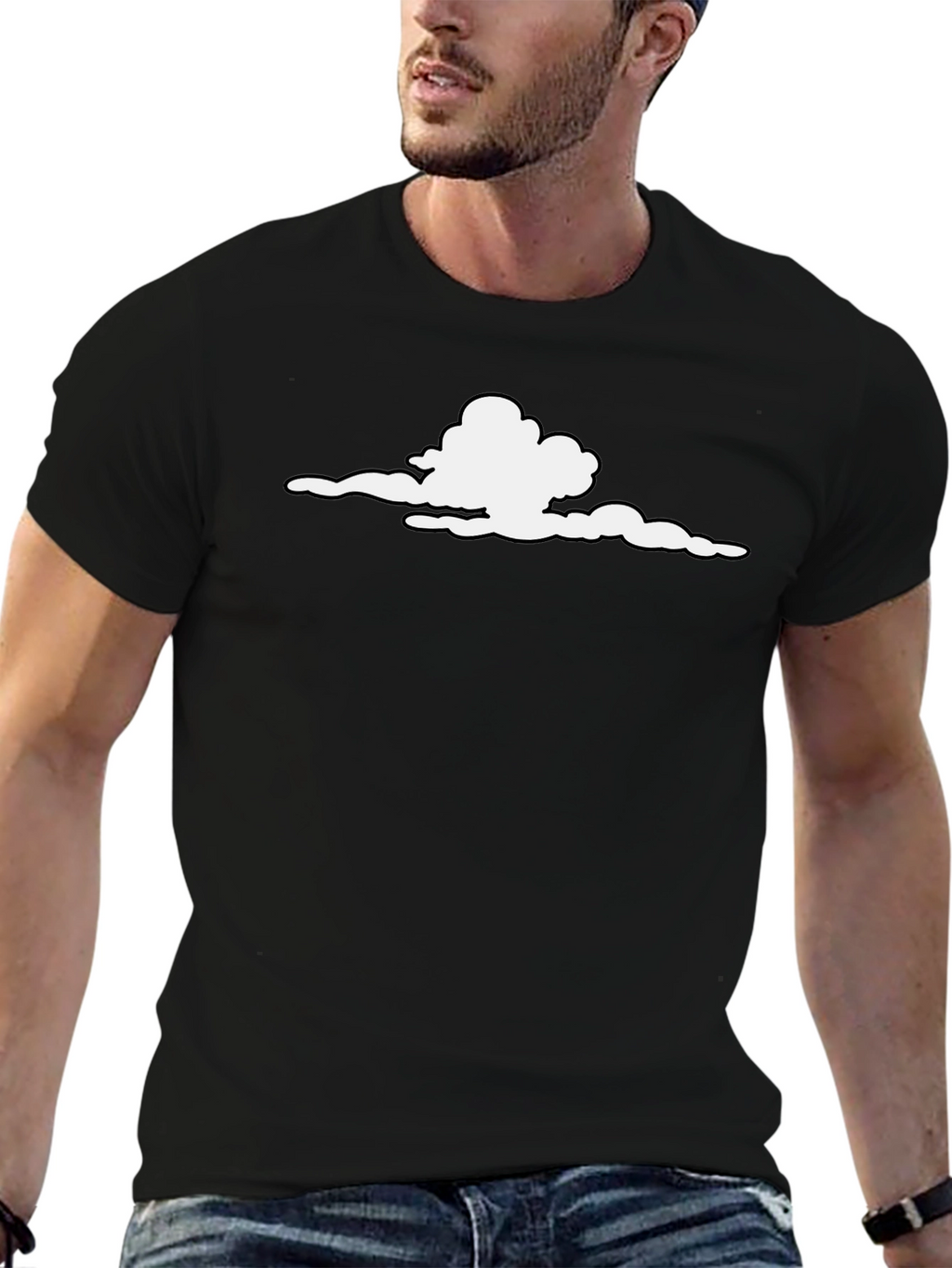 Cloud Print Black T-Shirt - Stylish and Unique