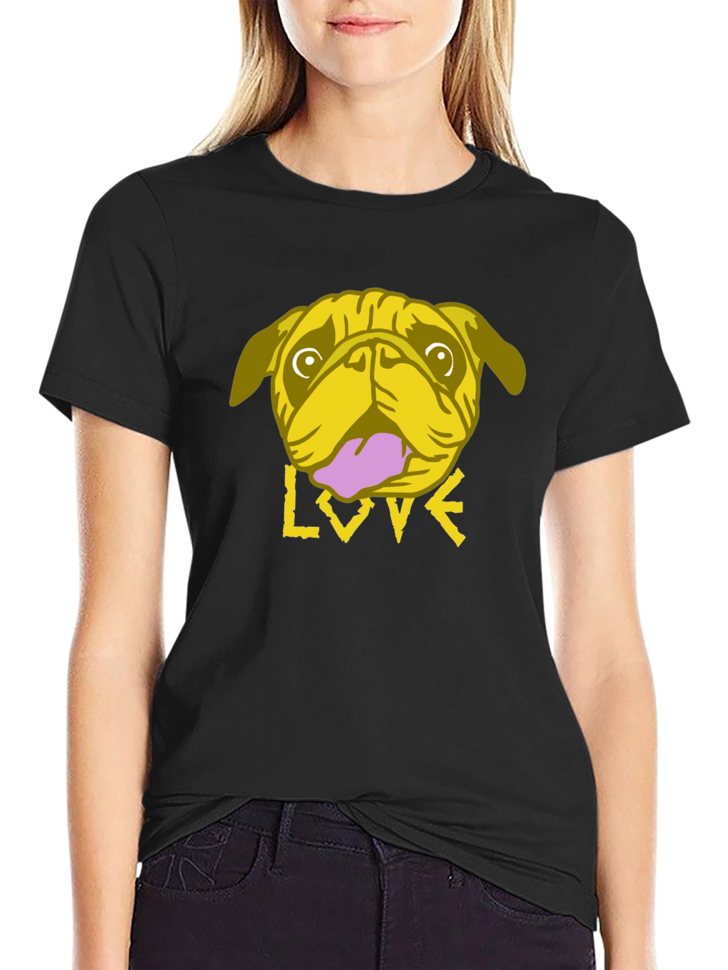 Pug Love Graphic Tee - Trendy Black T-Shirt