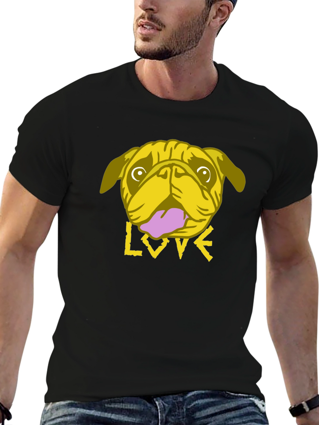 Pug Love Graphic Tee - Trendy Black T-Shirt