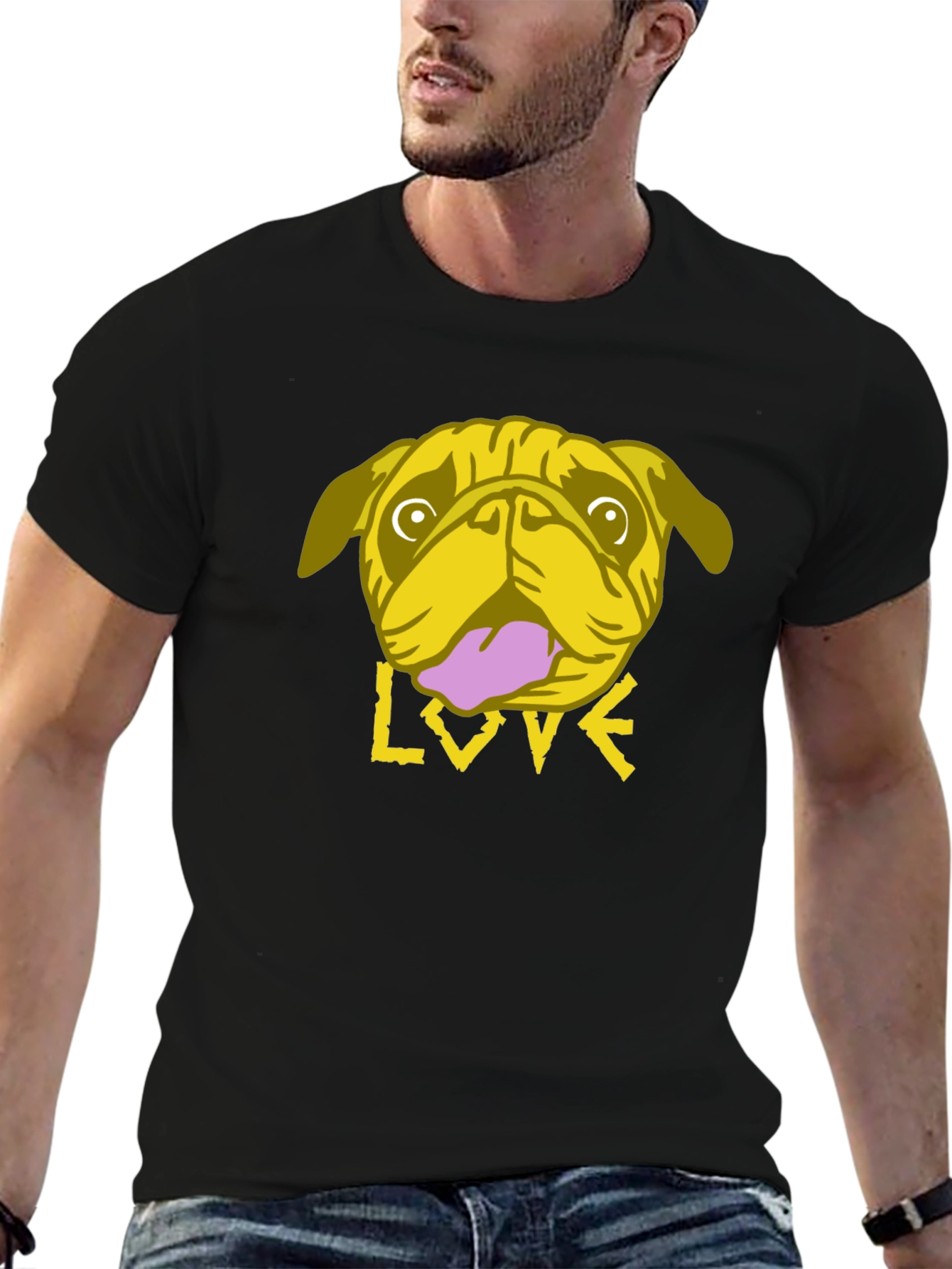 Pug Love Graphic Tee - Trendy Black T-Shirt