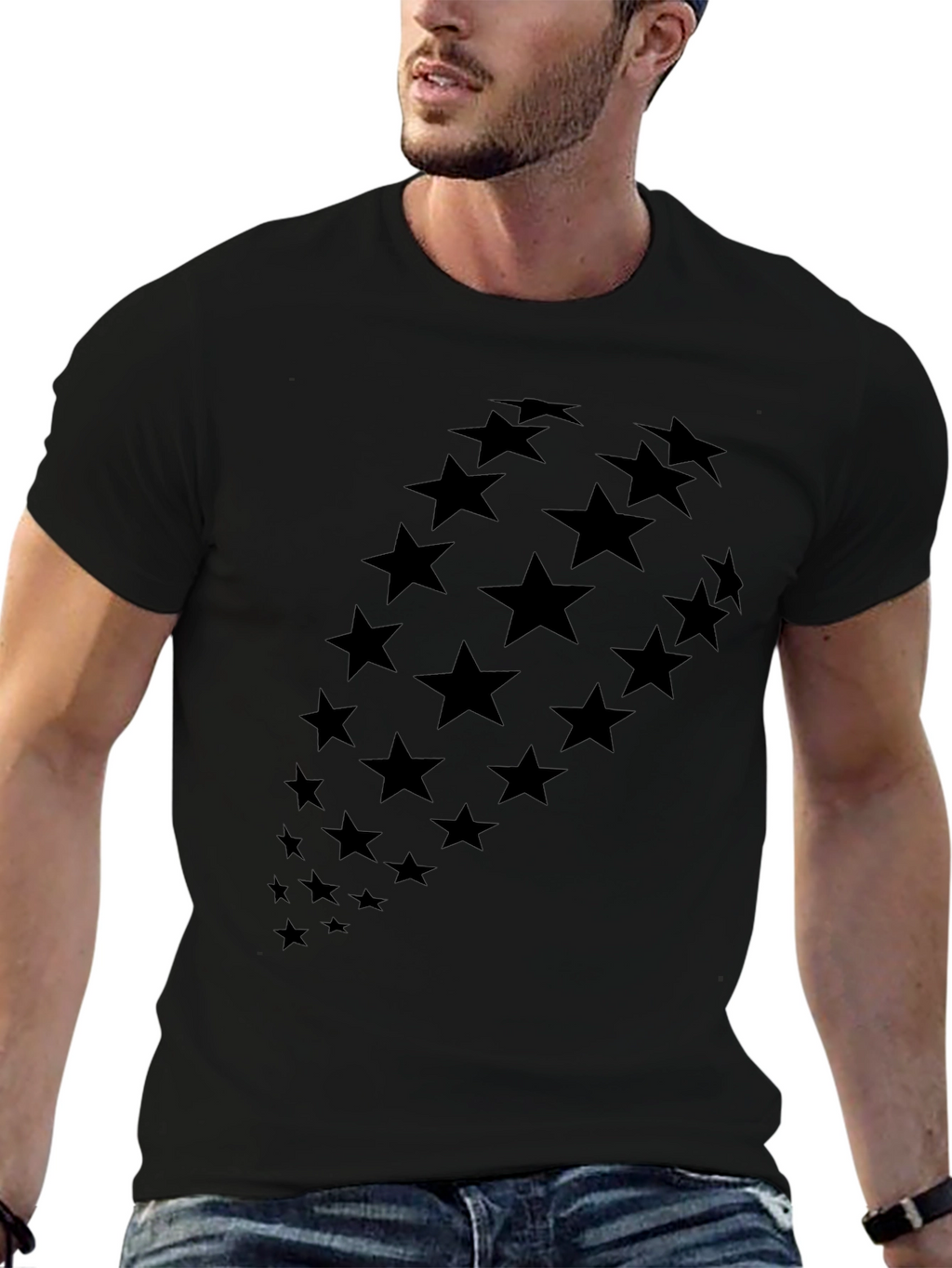 Stylish Black Star Pattern T-Shirt