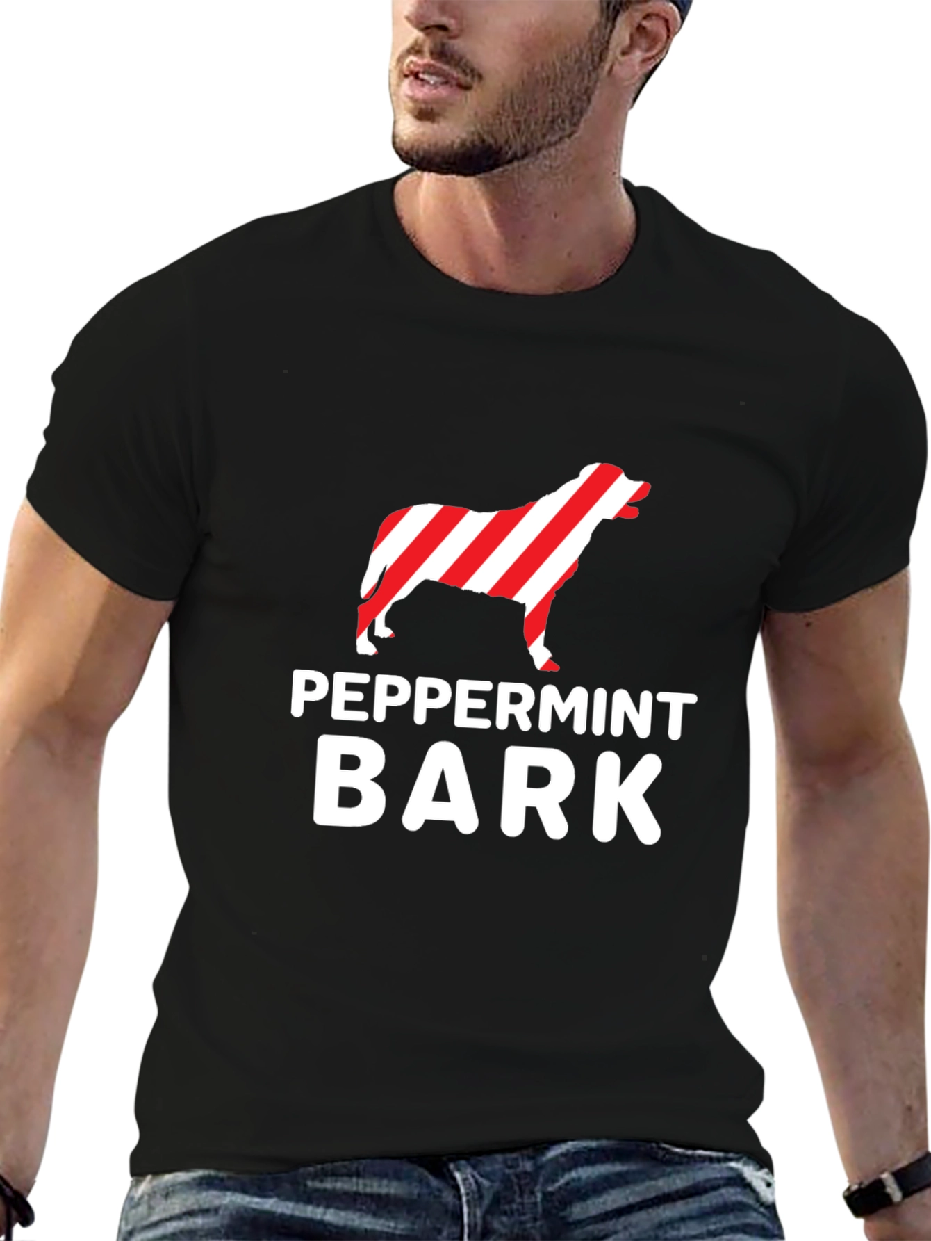 Peppermint Bark Dog T-Shirt - Holiday Festive Tee