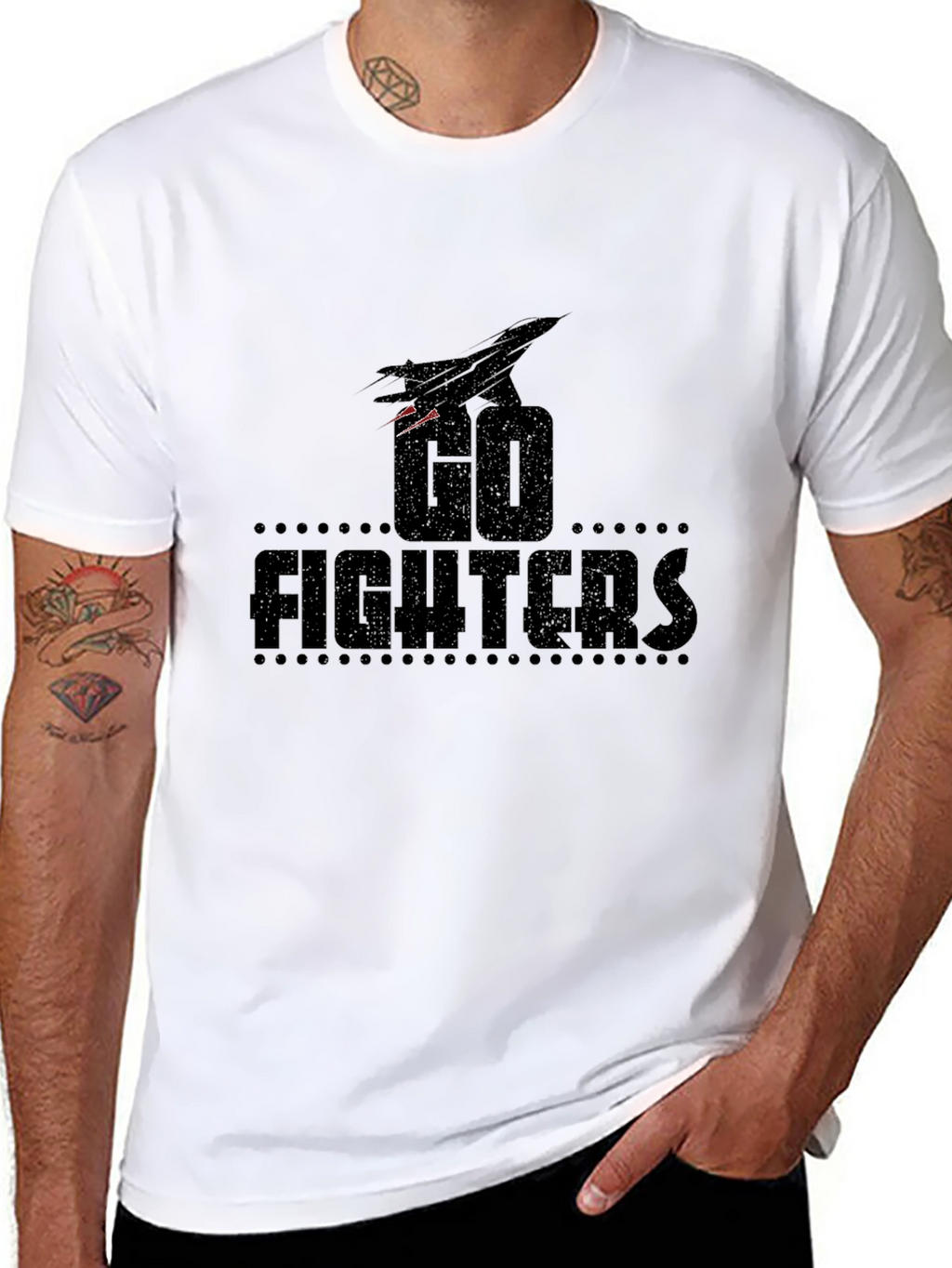 Go Fighters Black Graphic Tee - Jet Plane Design