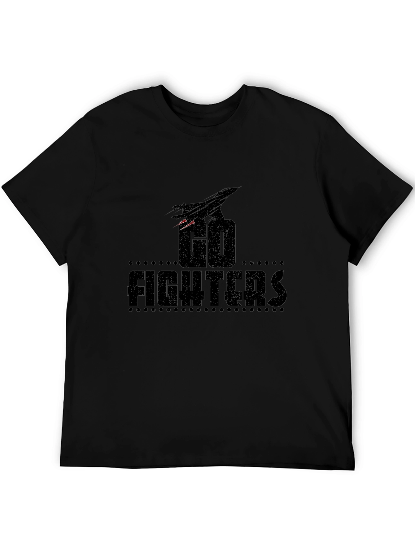 Go Fighters Black Graphic Tee - Jet Plane Design