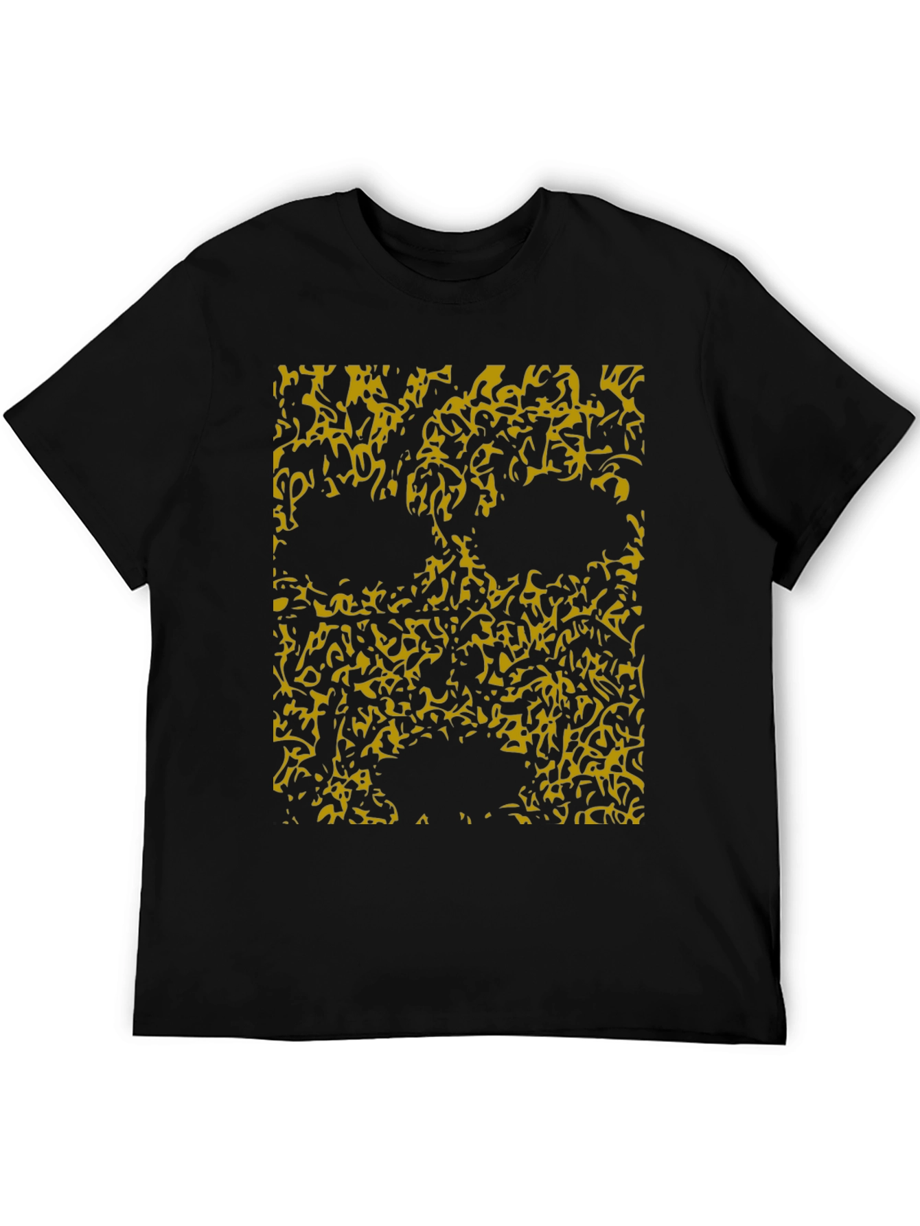 Abstract Skull Graphic Tee - Black