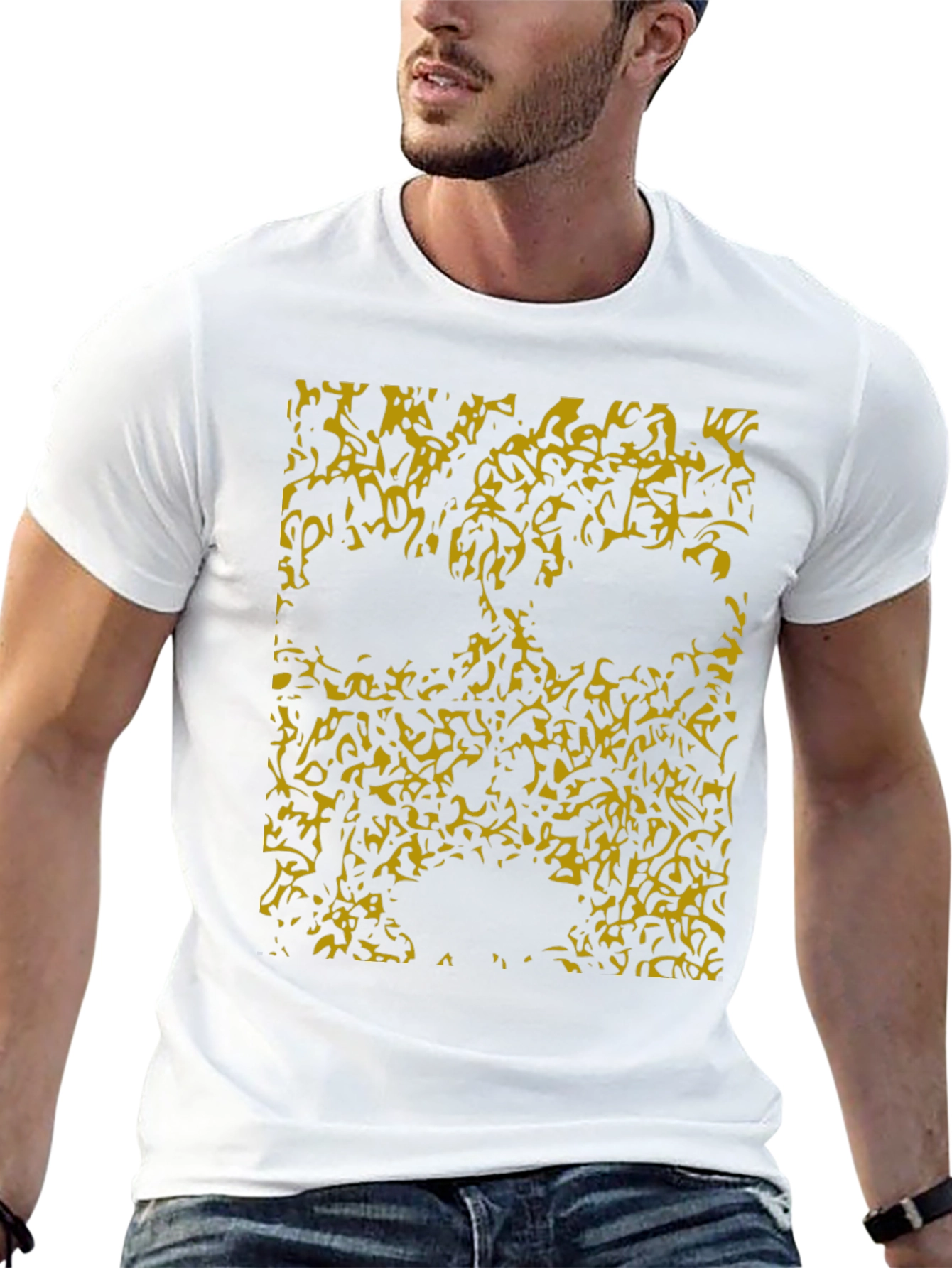 Abstract Skull Graphic Tee - Black