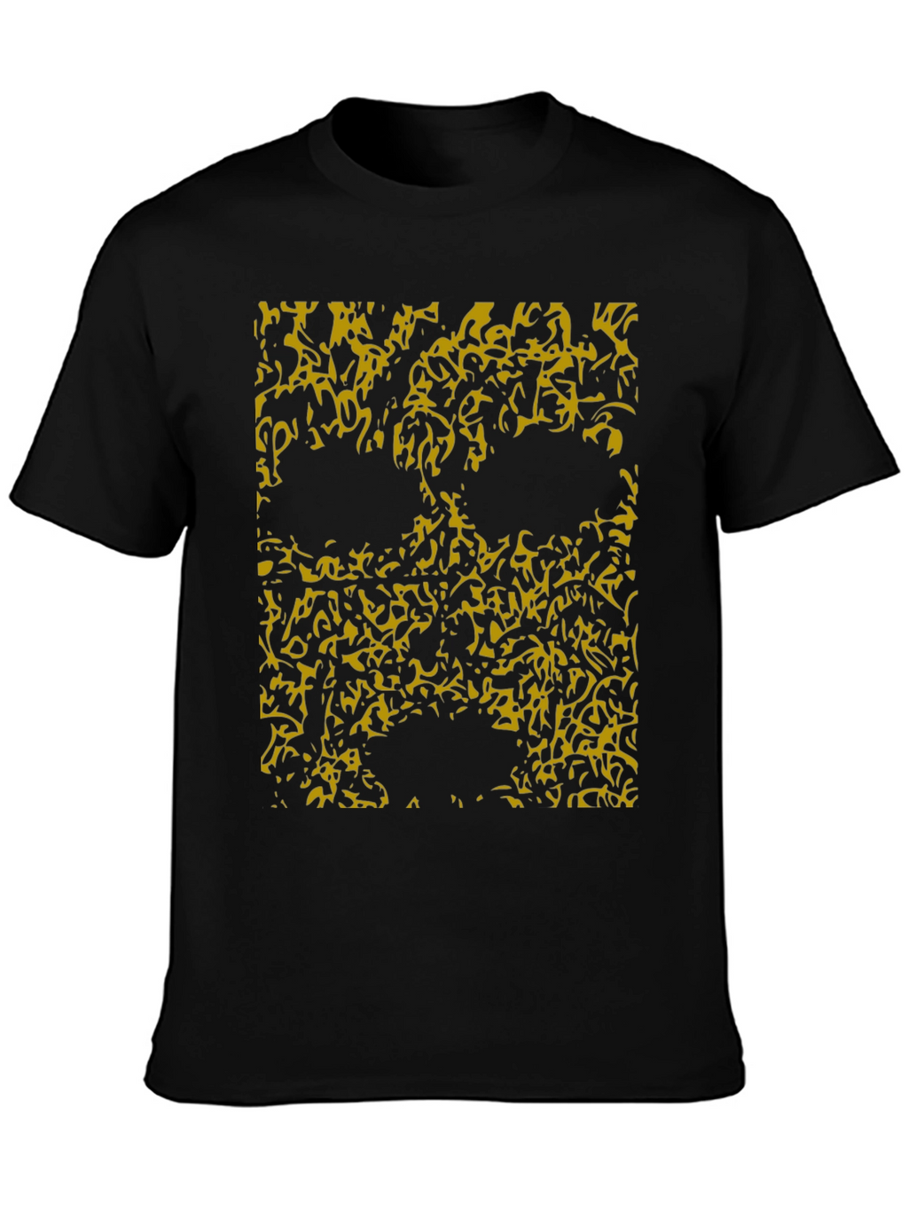 Abstract Skull Graphic Tee - Black
