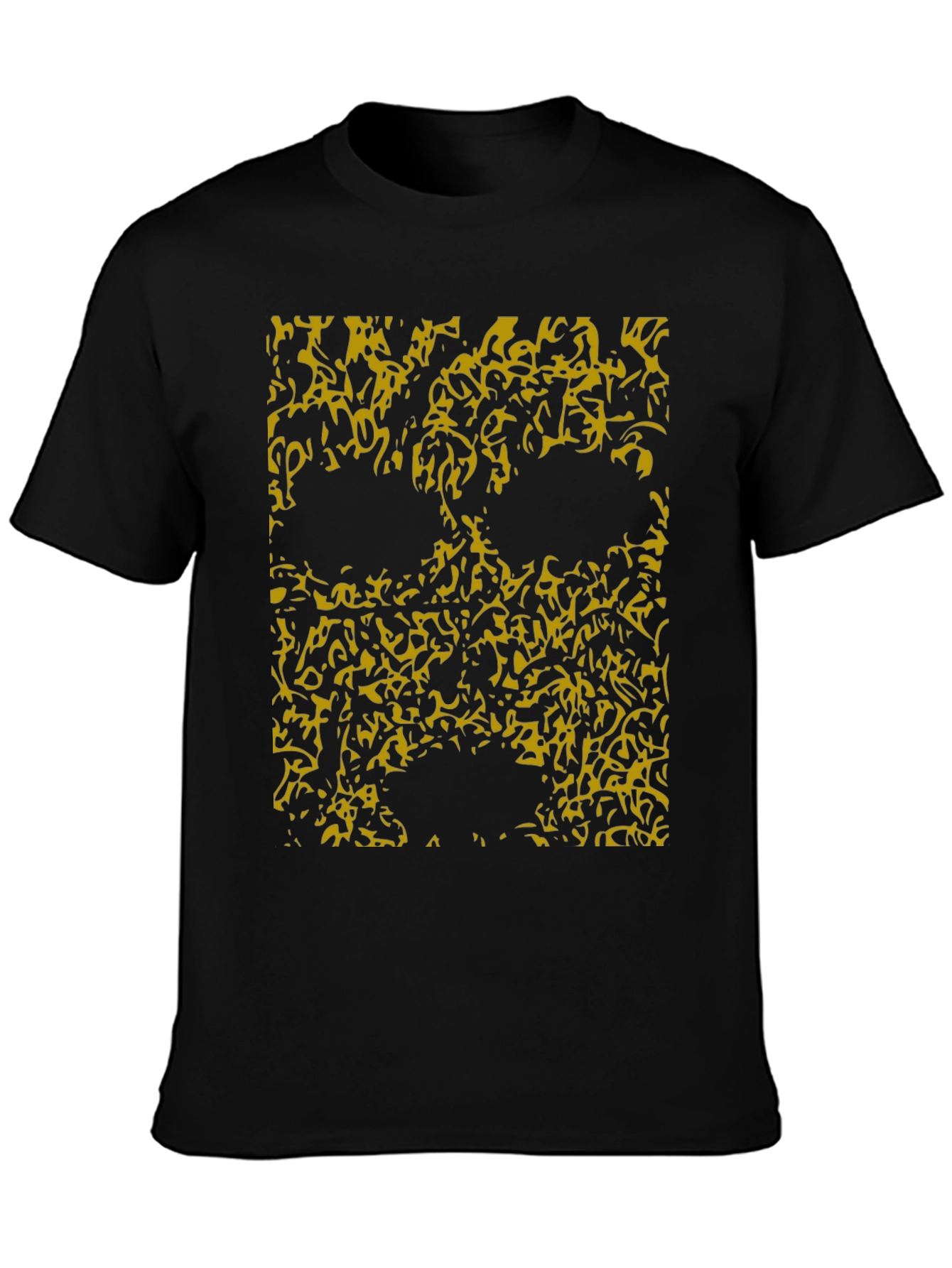 Abstract Skull Graphic Tee - Black