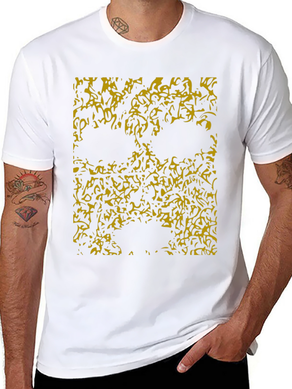 Abstract Skull Graphic Tee - Black