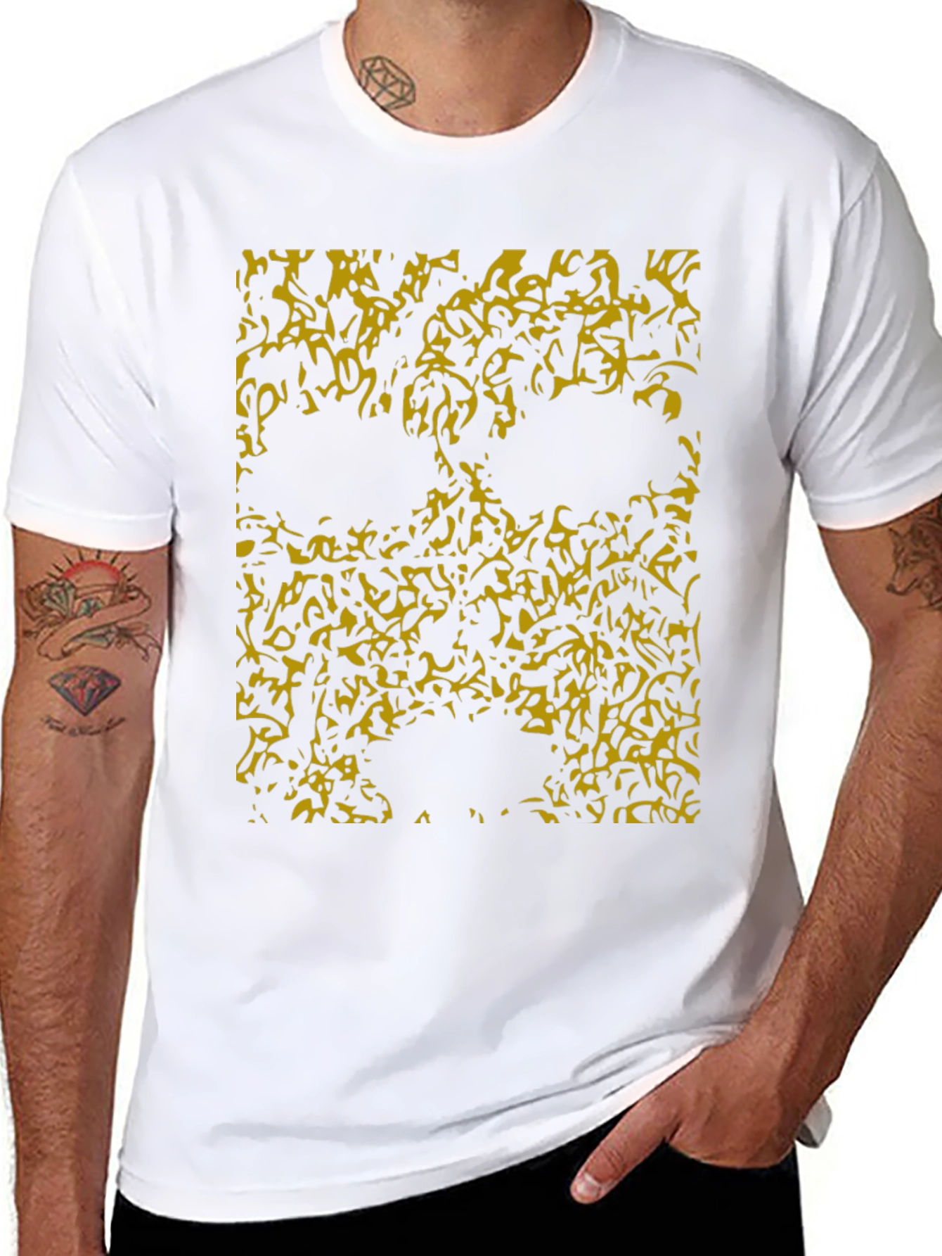Abstract Skull Graphic Tee - Black
