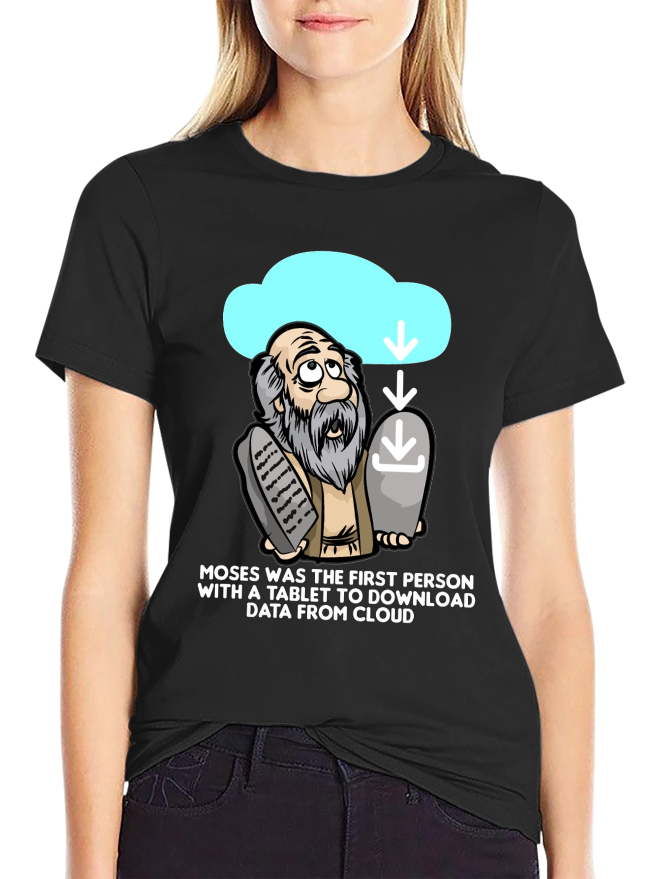 Moses Cloud Tablet T-Shirt Funny Tech Humor