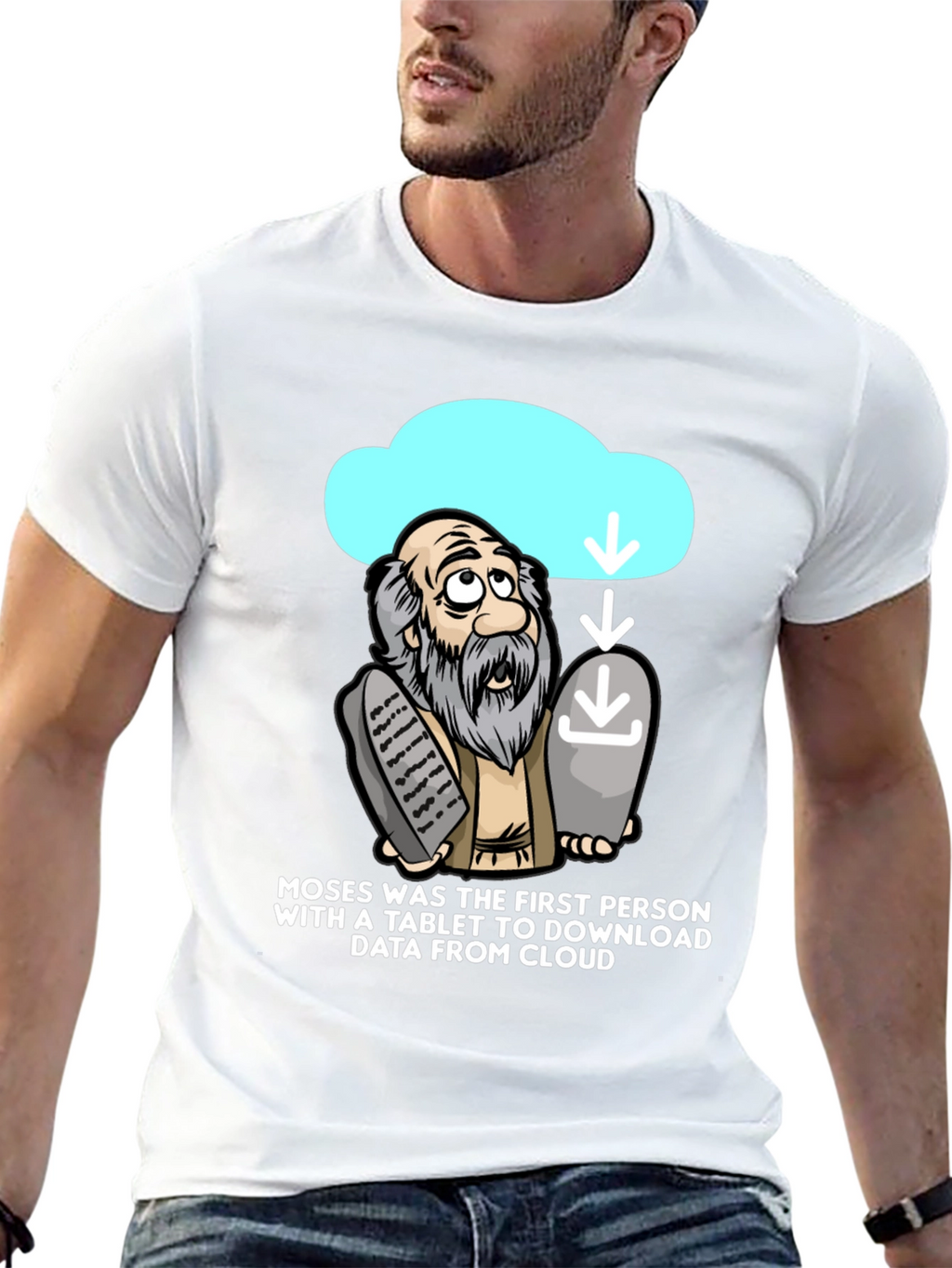 Moses Cloud Tablet T-Shirt Funny Tech Humor