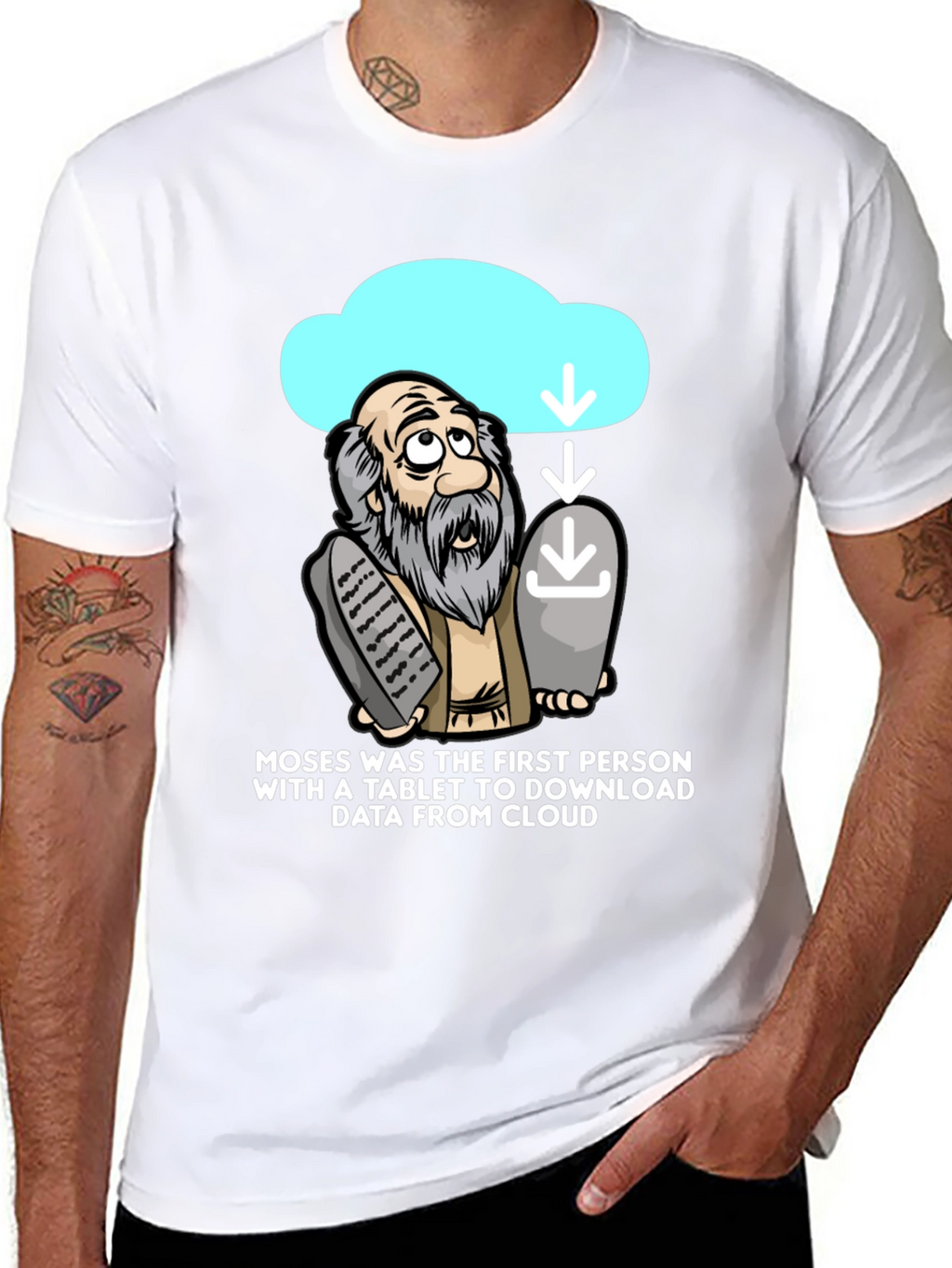 Moses Cloud Tablet T-Shirt Funny Tech Humor