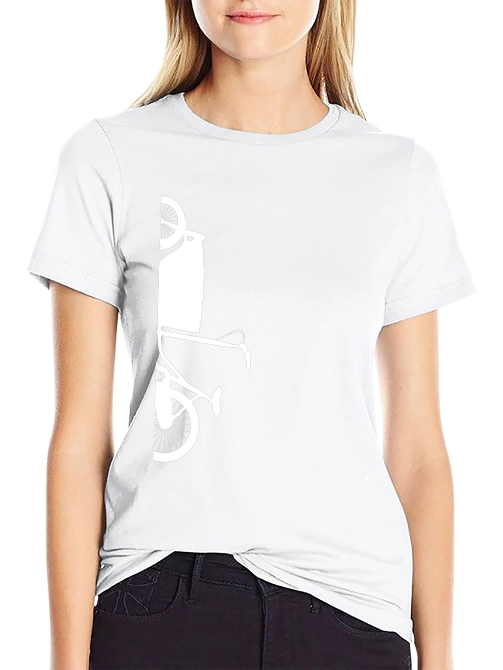 Modern Black T-Shirt with Bicycle Art