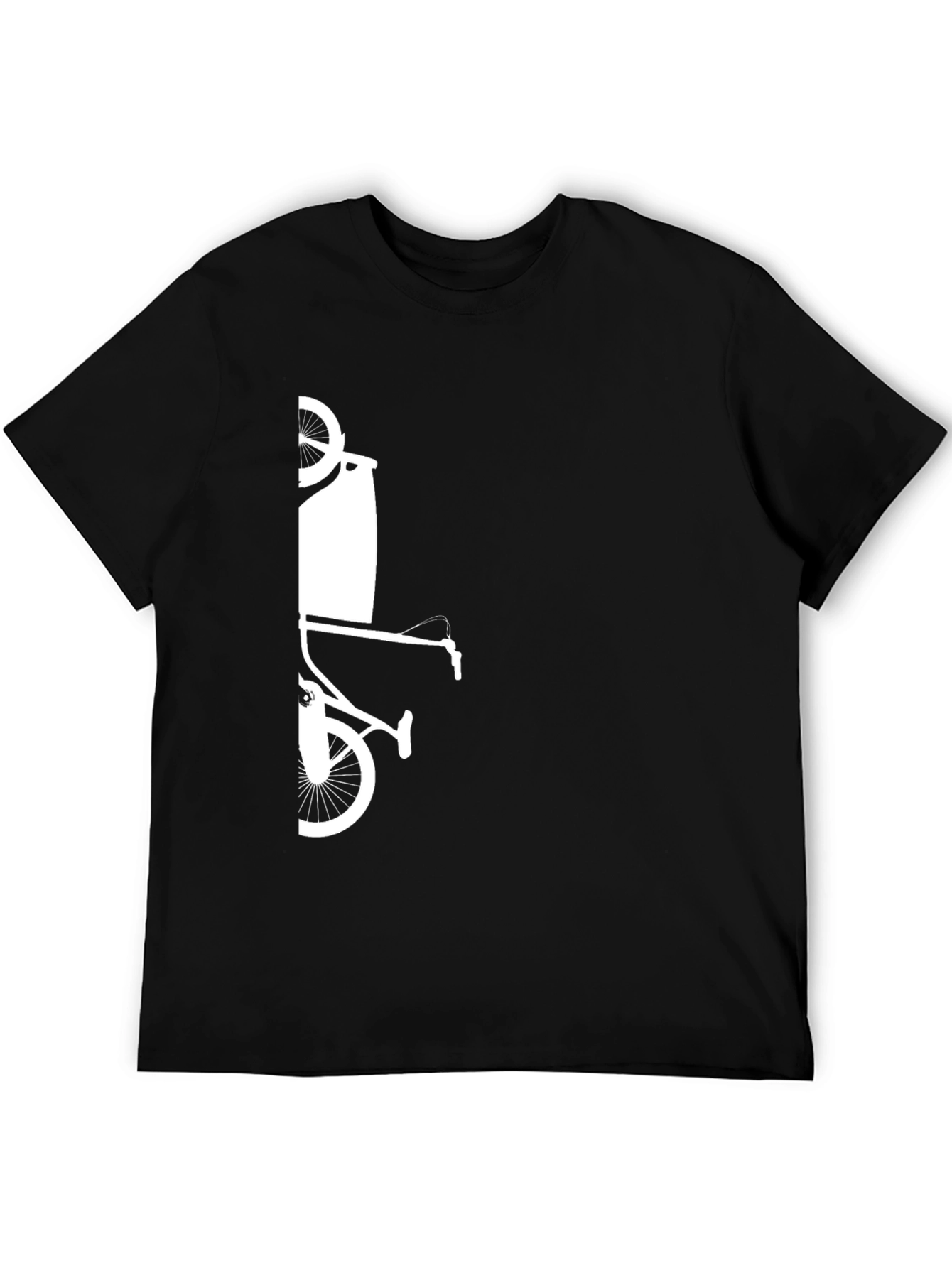 Modern Black T-Shirt with Bicycle Art