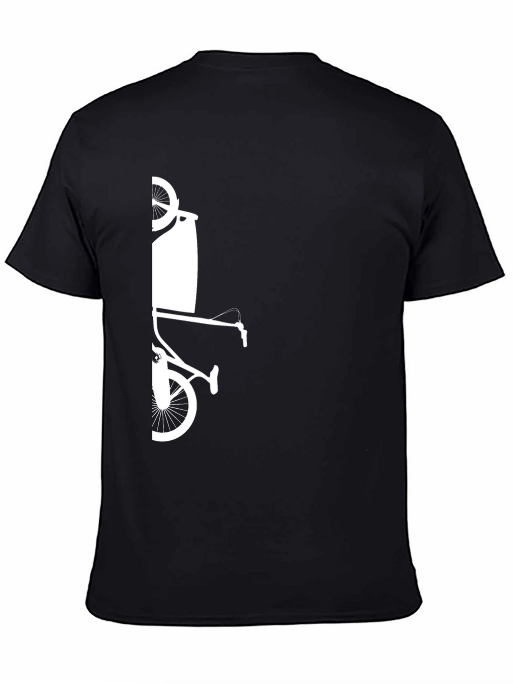 Modern Black T-Shirt with Bicycle Art