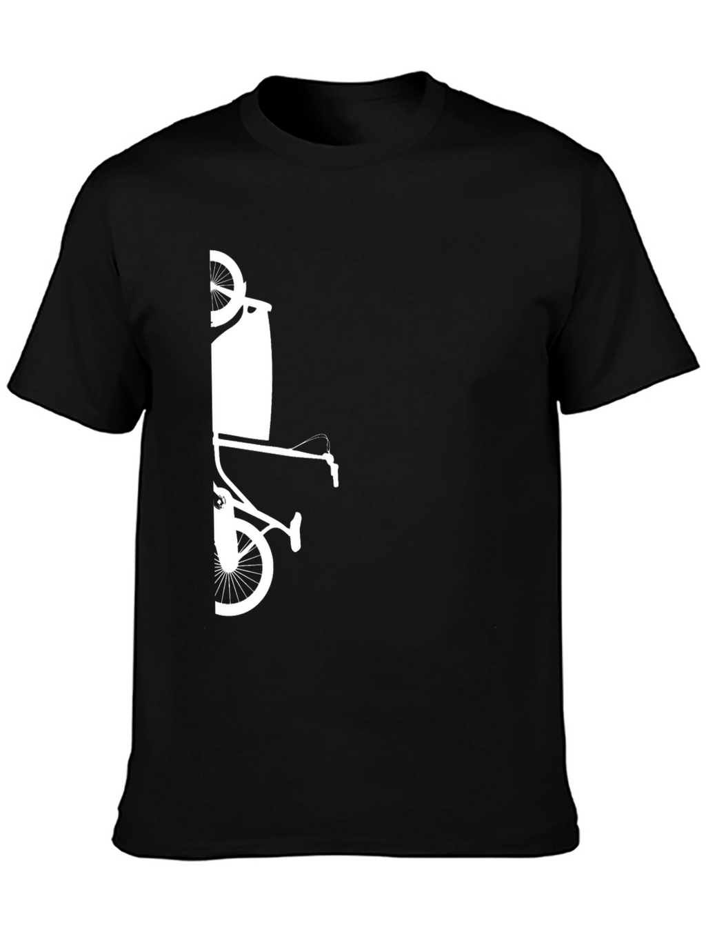Modern Black T-Shirt with Bicycle Art