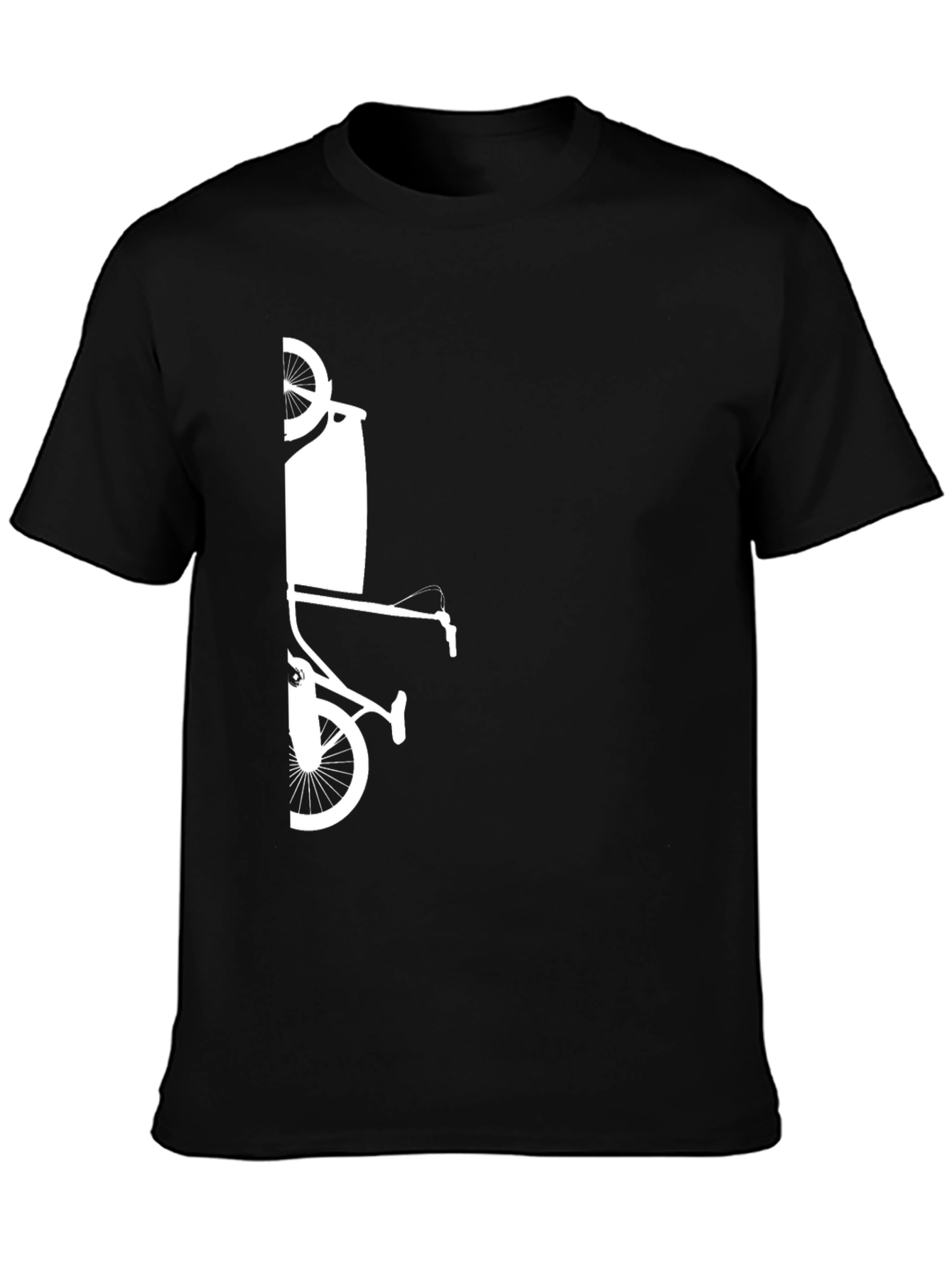 Modern Black T-Shirt with Bicycle Art