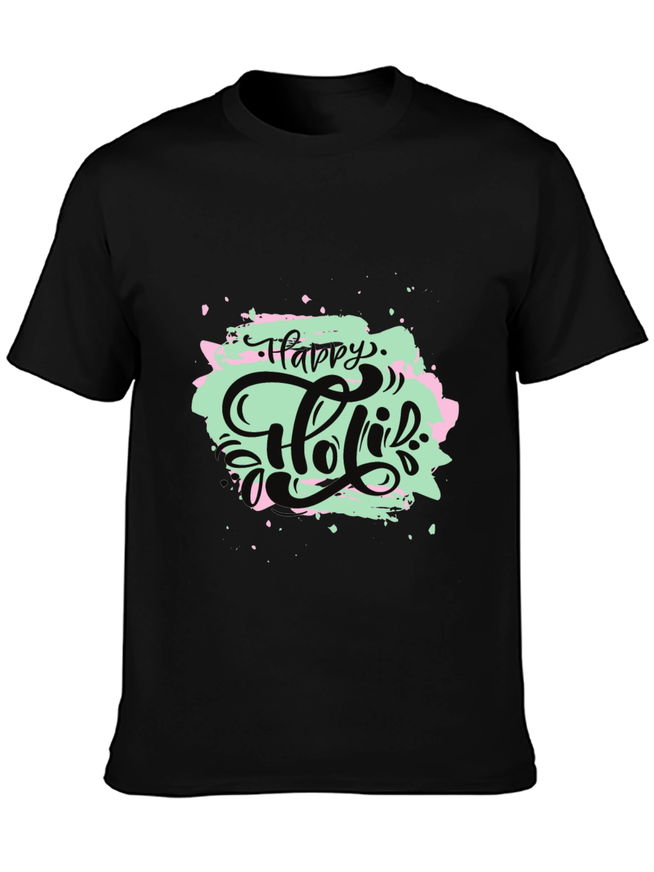 Happy Holi T-Shirt - Black Graphic Tee