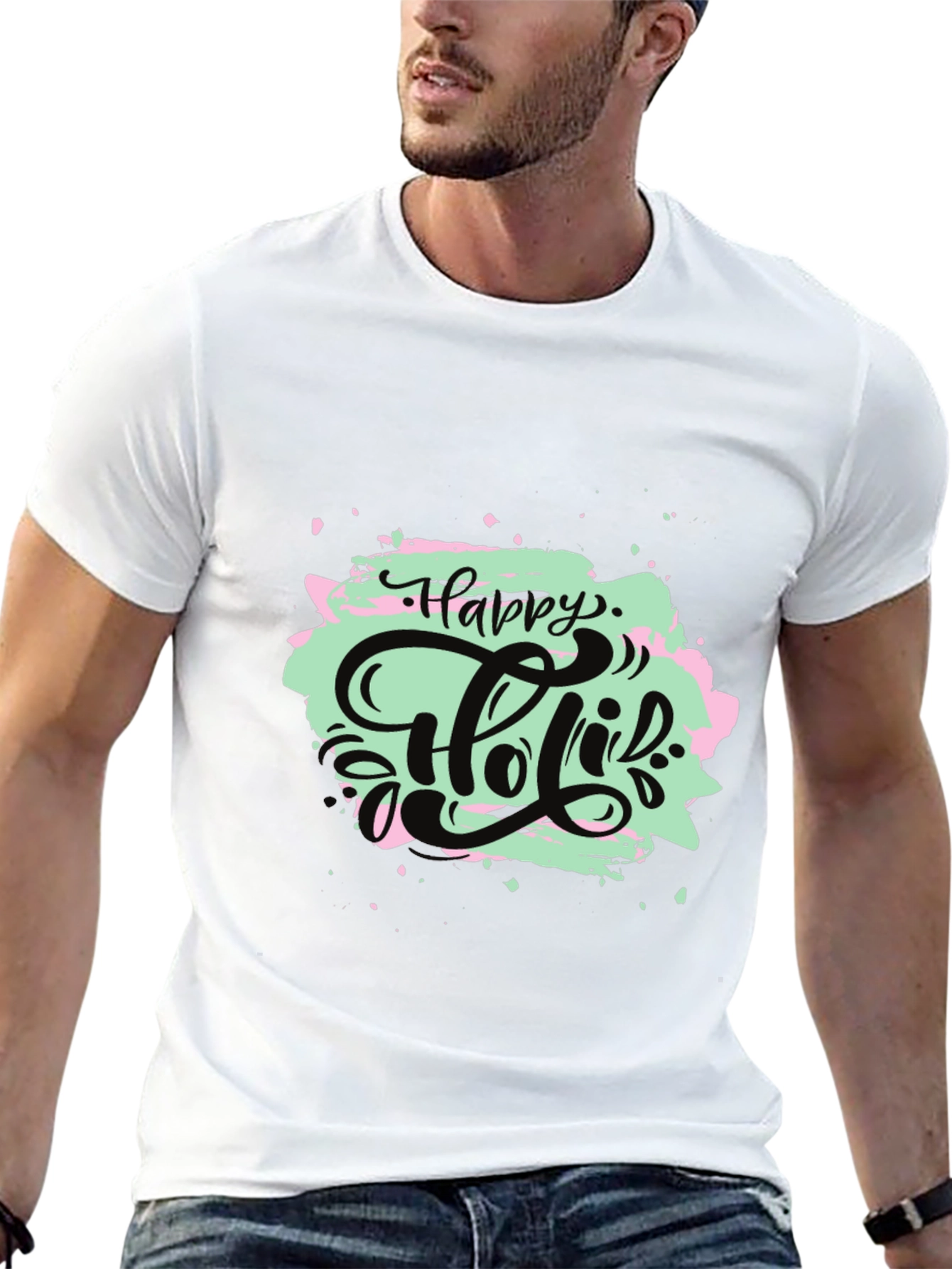 Happy Holi T-Shirt - Black Graphic Tee