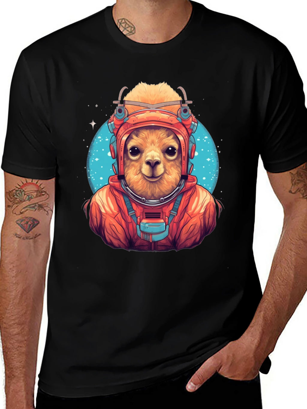 Llama Astronaut Graphic T-Shirt