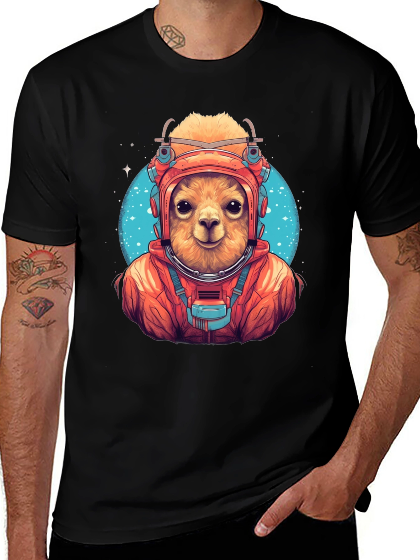 Llama Astronaut Graphic T-Shirt