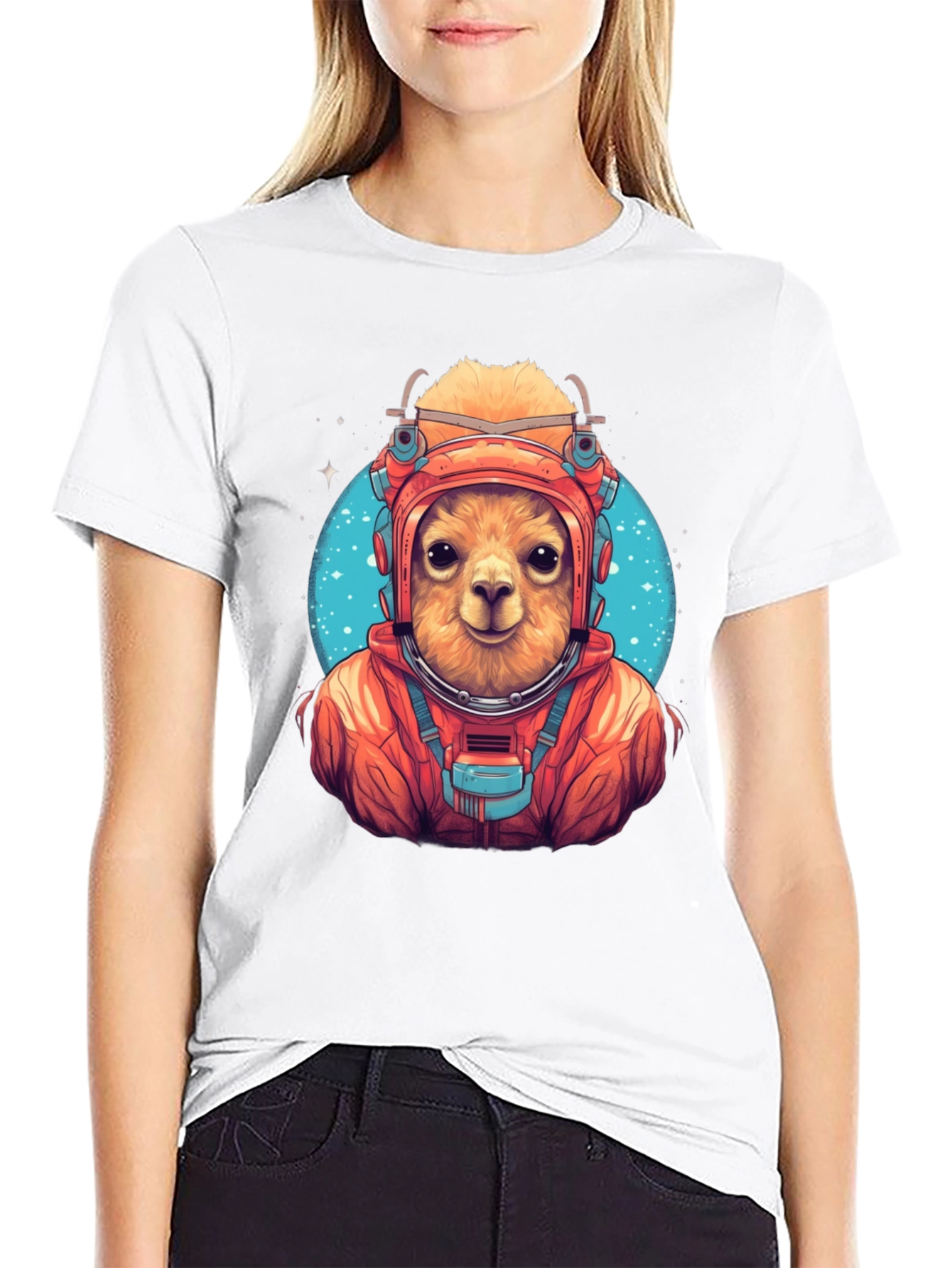 Llama Astronaut Graphic T-Shirt