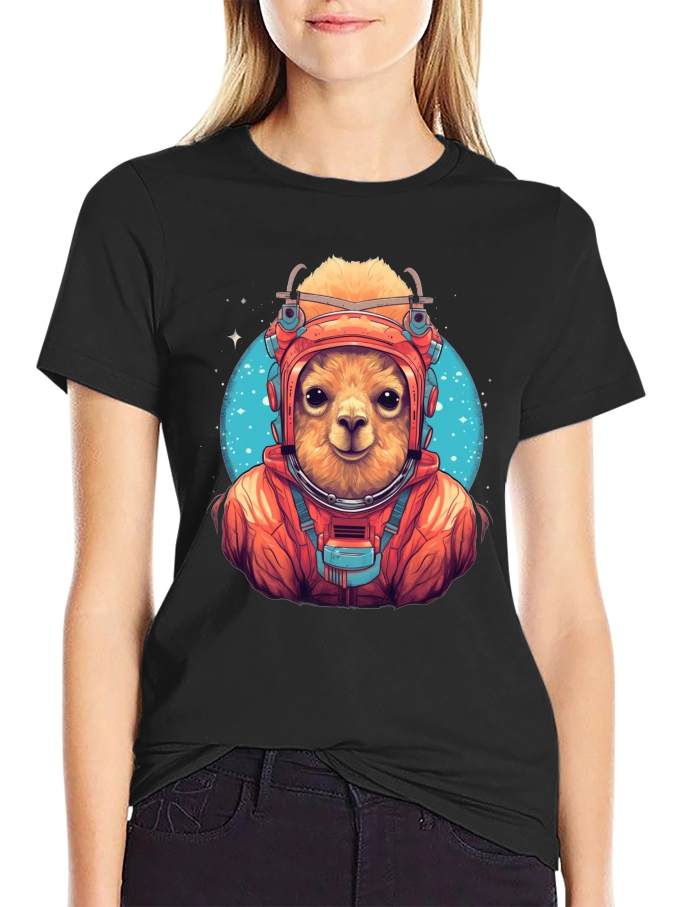 Llama Astronaut Graphic T-Shirt