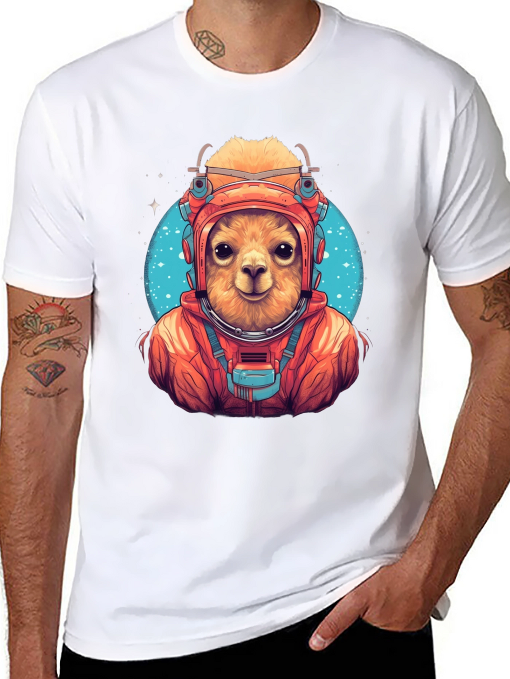 Llama Astronaut Graphic T-Shirt