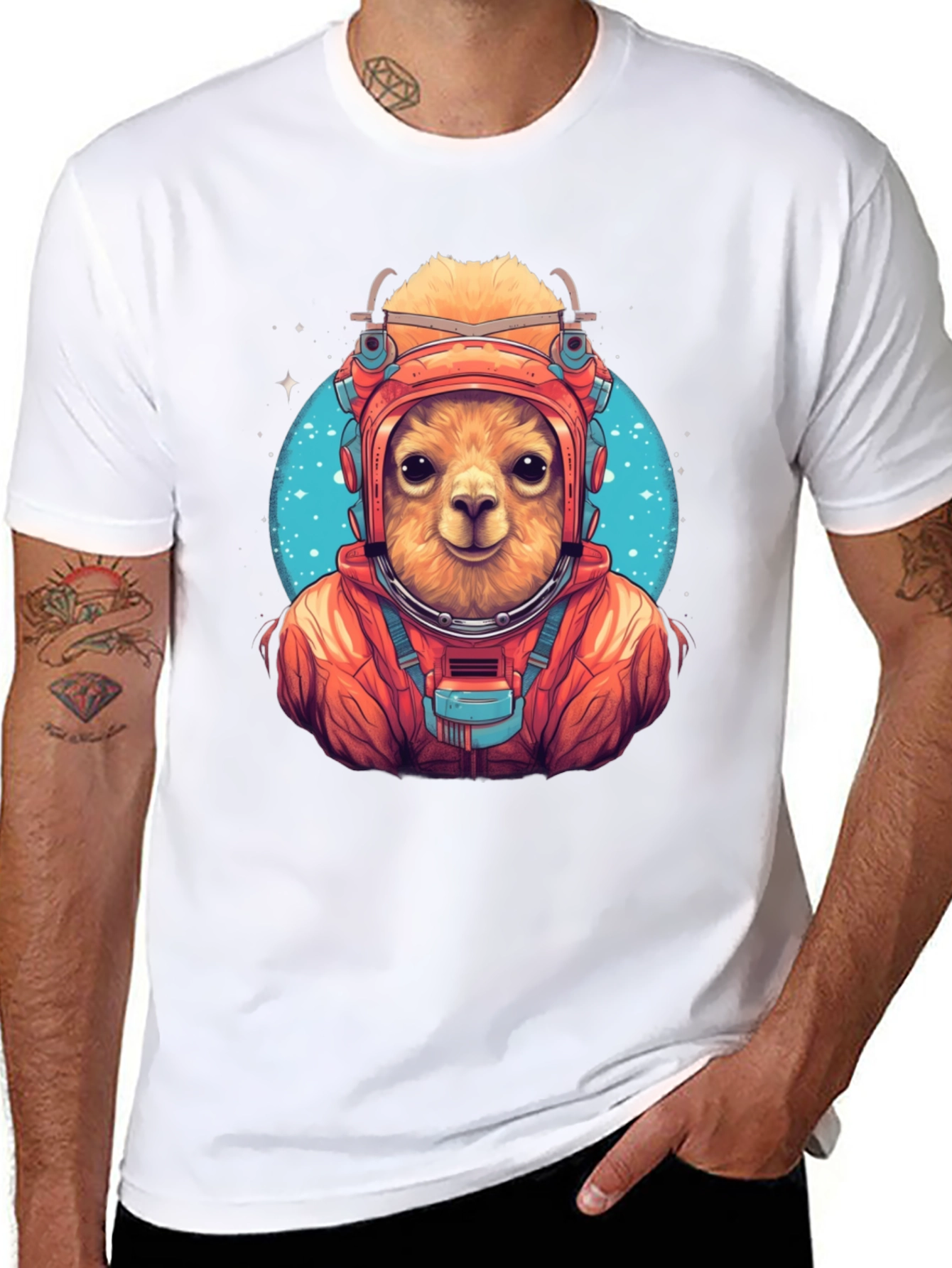 Llama Astronaut Graphic T-Shirt
