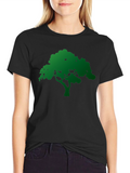 Green Tree Graphic Black T-Shirt