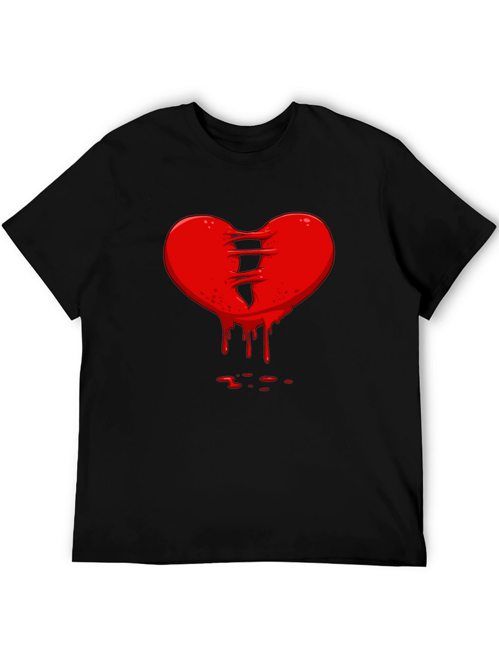 Bleeding Heart Graphic Tee - Black Cotton T-Shirt