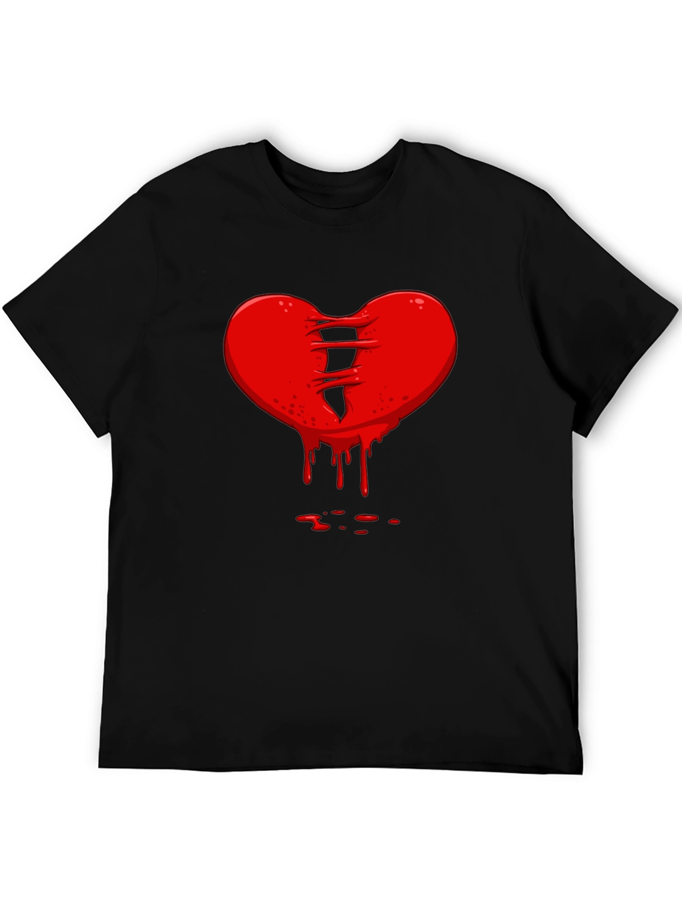 Bleeding Heart Graphic Tee - Black Cotton T-Shirt