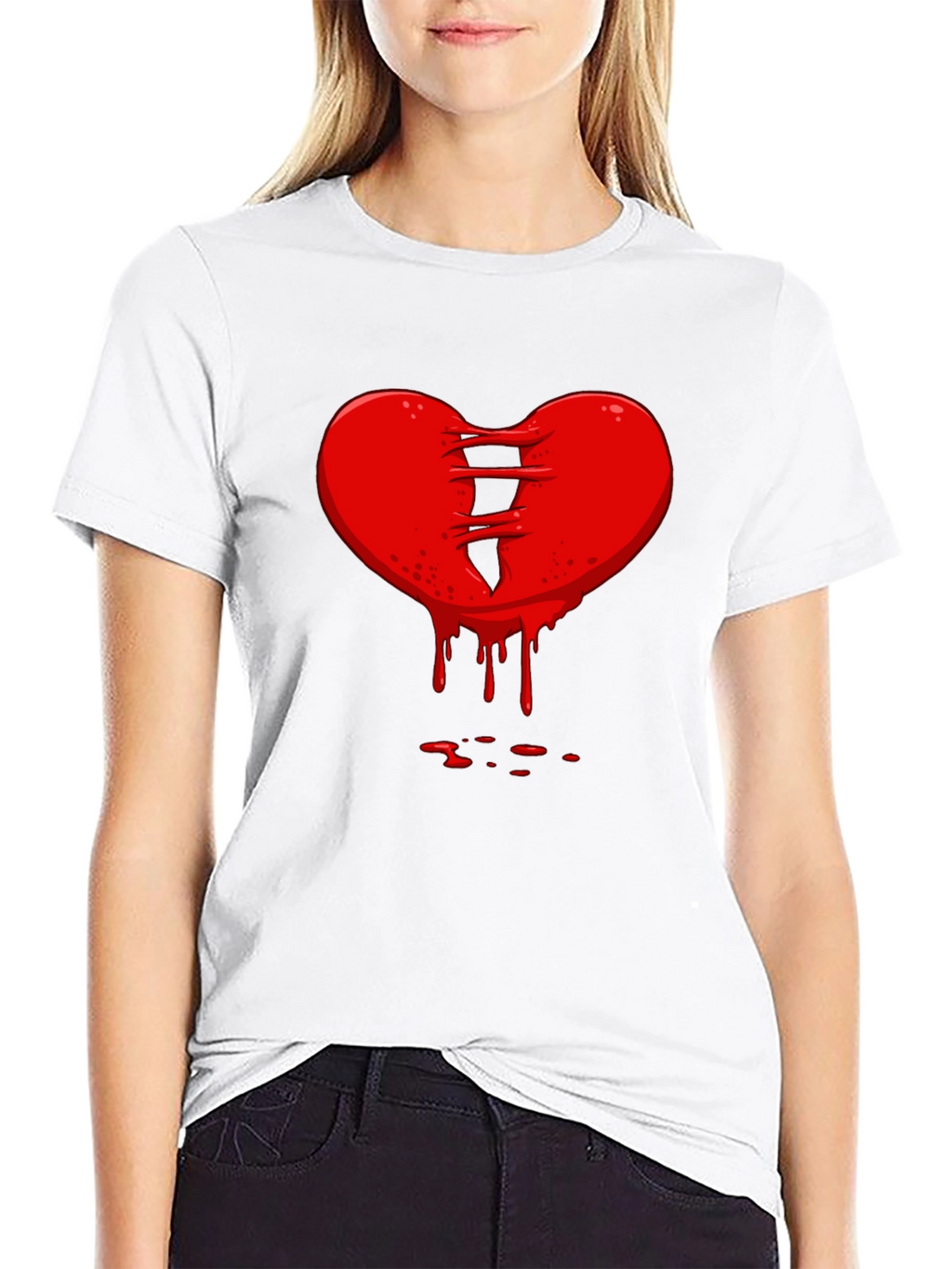Bleeding Heart Graphic Tee - Black Cotton T-Shirt